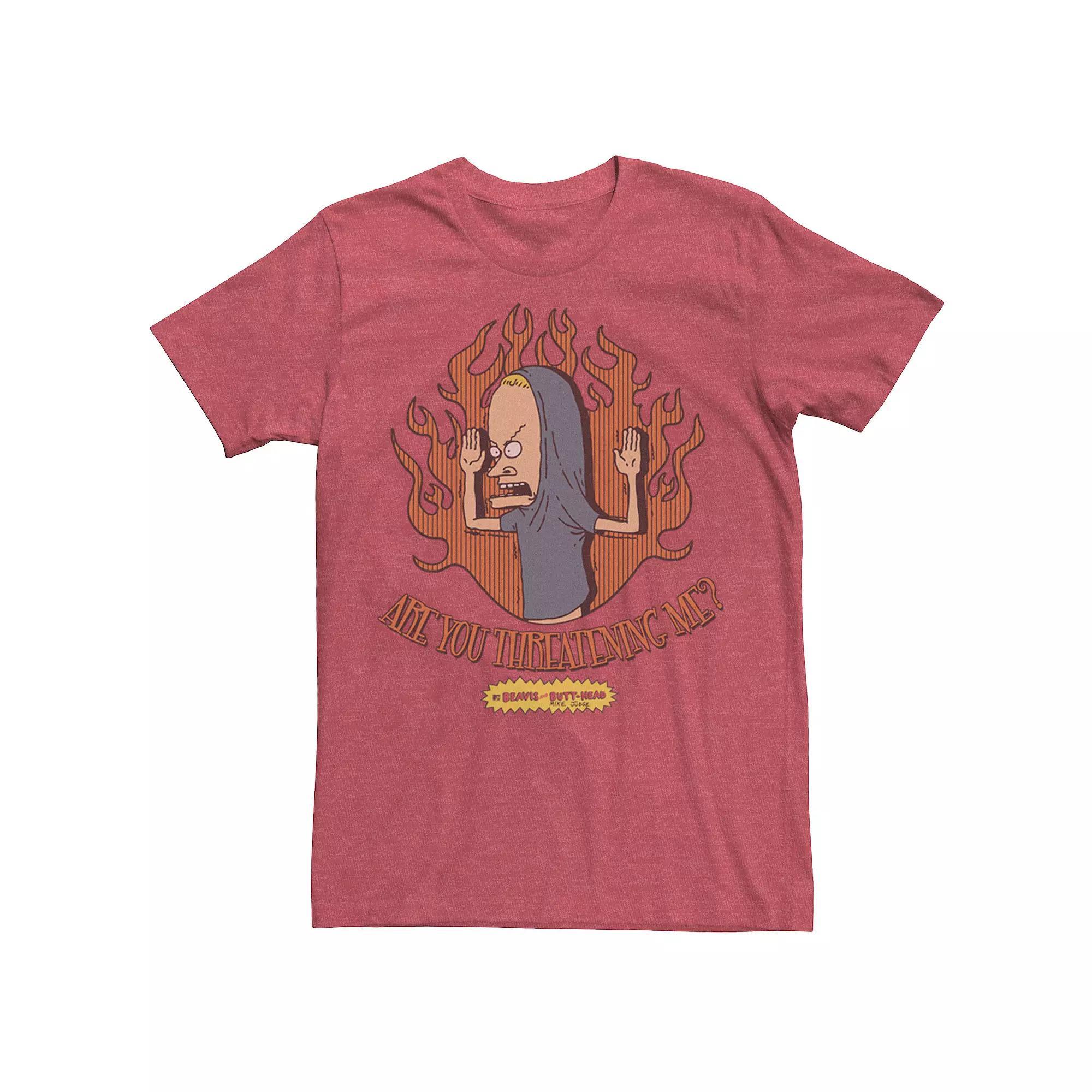 Men's Beavis and Butt-Head Cornholio Flames Graphic Tee, Size: Large, Red Grey Product Image