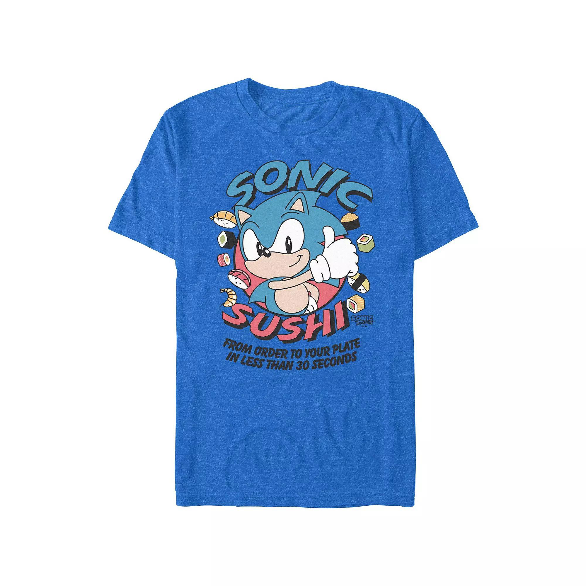 Men's Sonic The Hedgehog Sonic Sushi Graphic Tee, Size: XS, Royal Grey Product Image