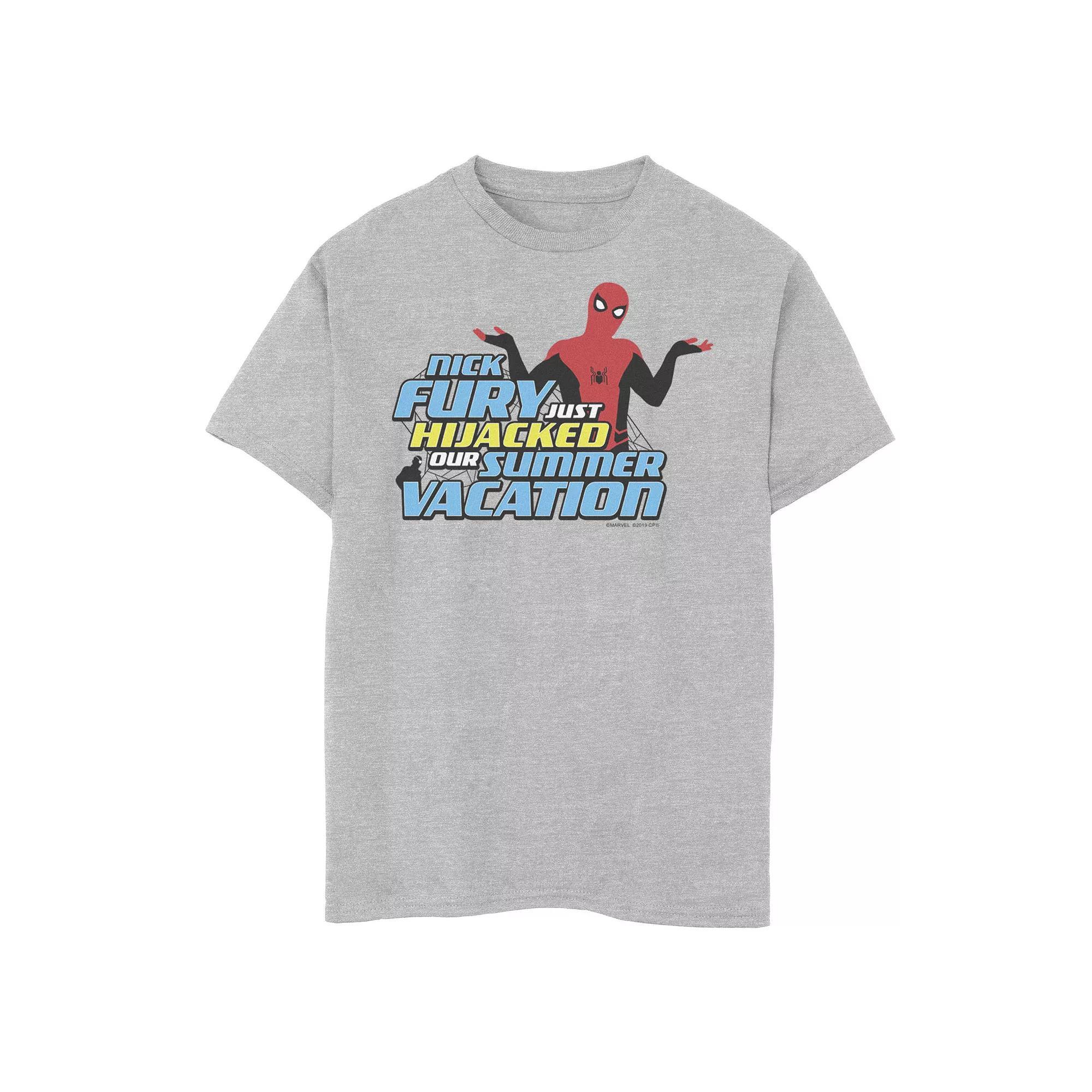 Boys 8-20 Marvel Spider-Man Far From Home Hijacked Summer Portrait Graphic Tee, Boys Athletic Grey Product Image