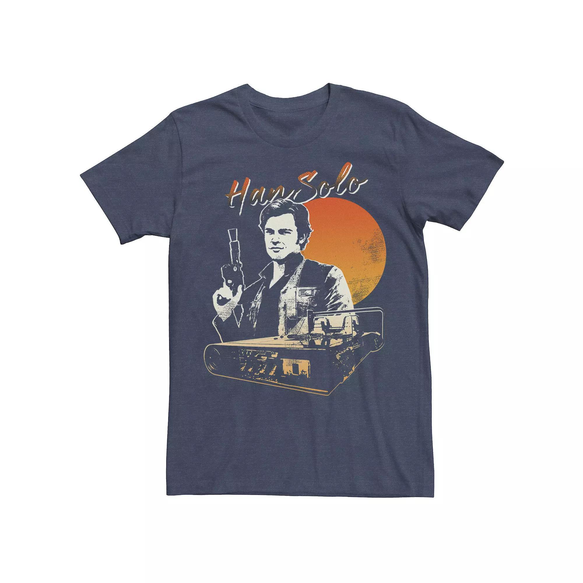 Men's Star Wars Han Solo Movie Rides Into A Sunset Tee, Size: XL, Navy Grey Product Image
