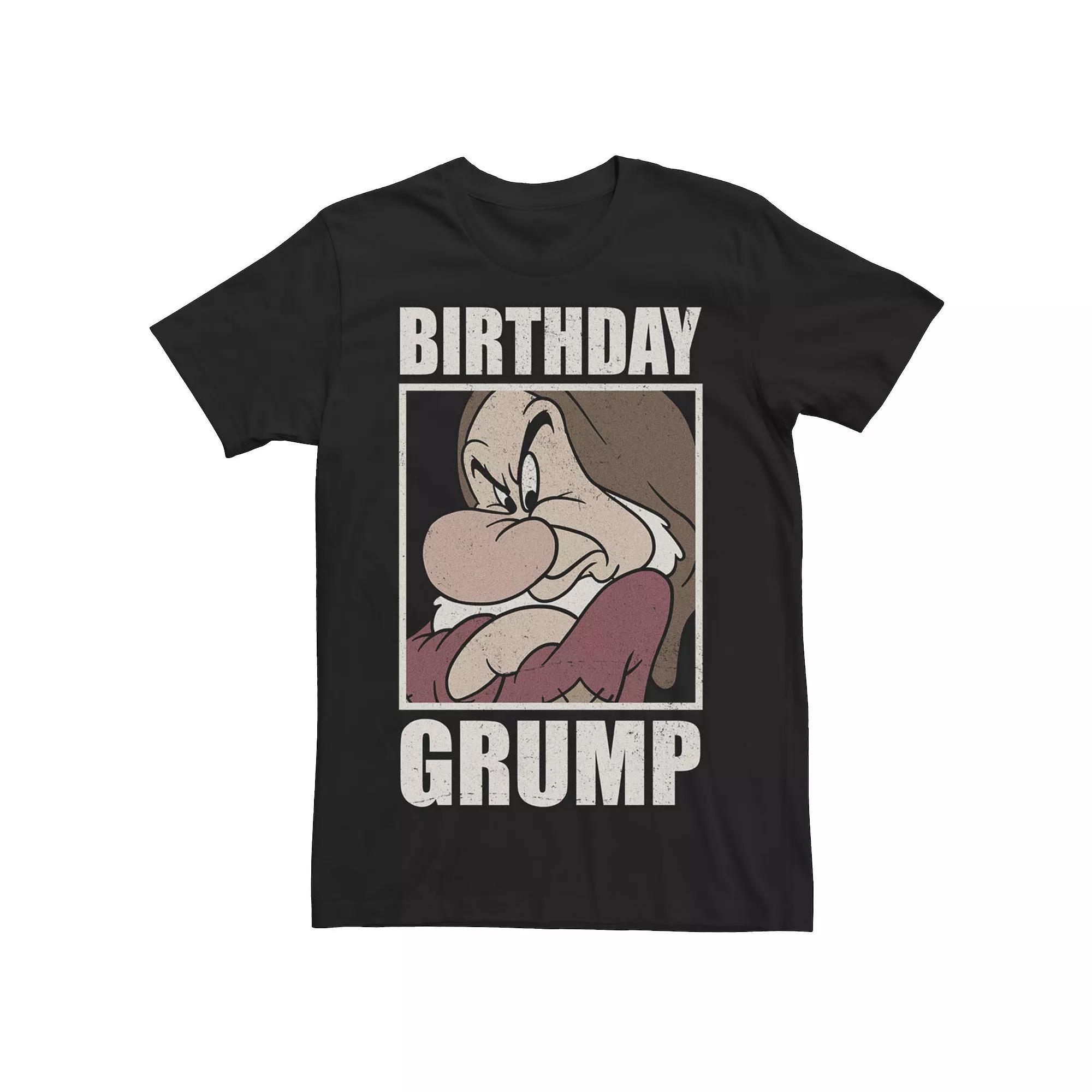 Men's Disney Princess Snow White And The Seven Dwarfs Grumpy Distressed Poster Birthday Tee, Size: XXL, Black Product Image