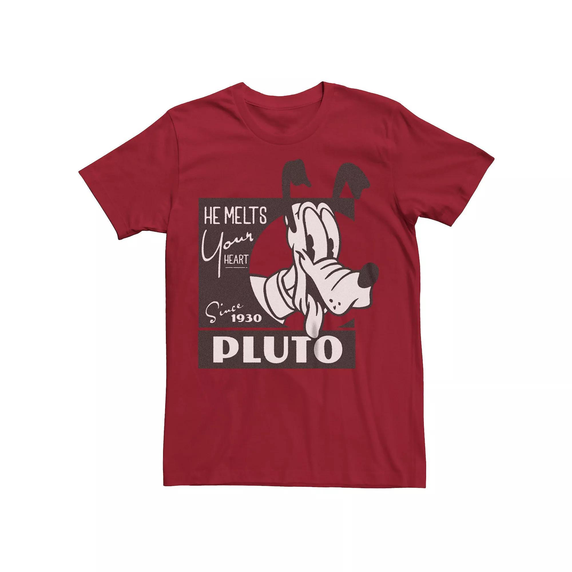 Disney 100 Men's Pluto Melts Your Heart Stamp Tee, Size: Large, Red Product Image