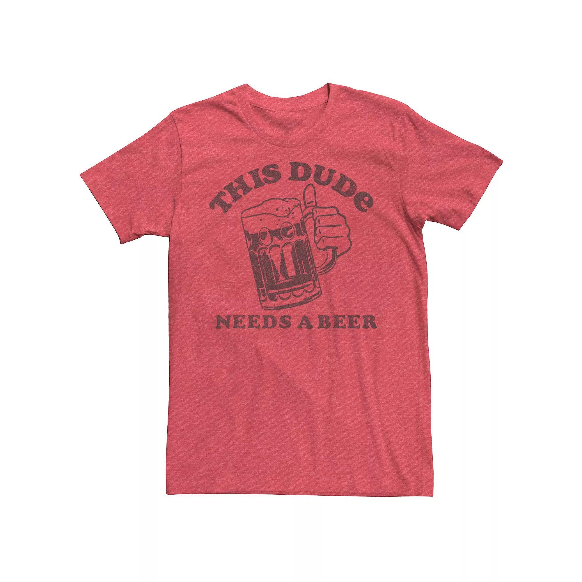 Mens St. Patricks Day This Dude Needs A Beer Tee Red Grey Product Image