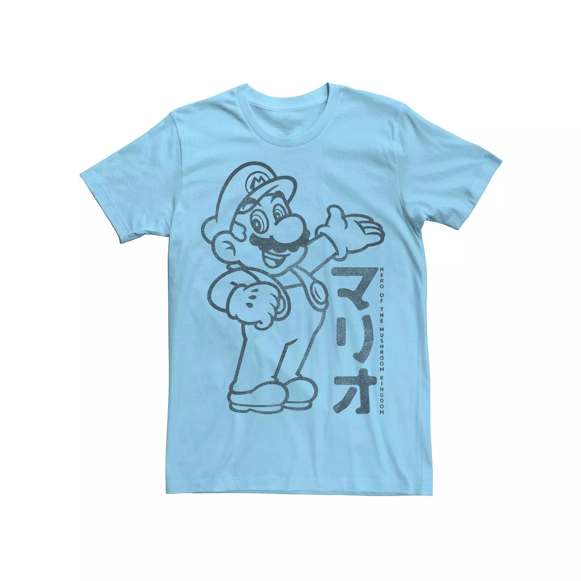 Men's Nintendo Super Mario Outline Kanji Portrait Tee, Size: XXL, Light Blue Product Image