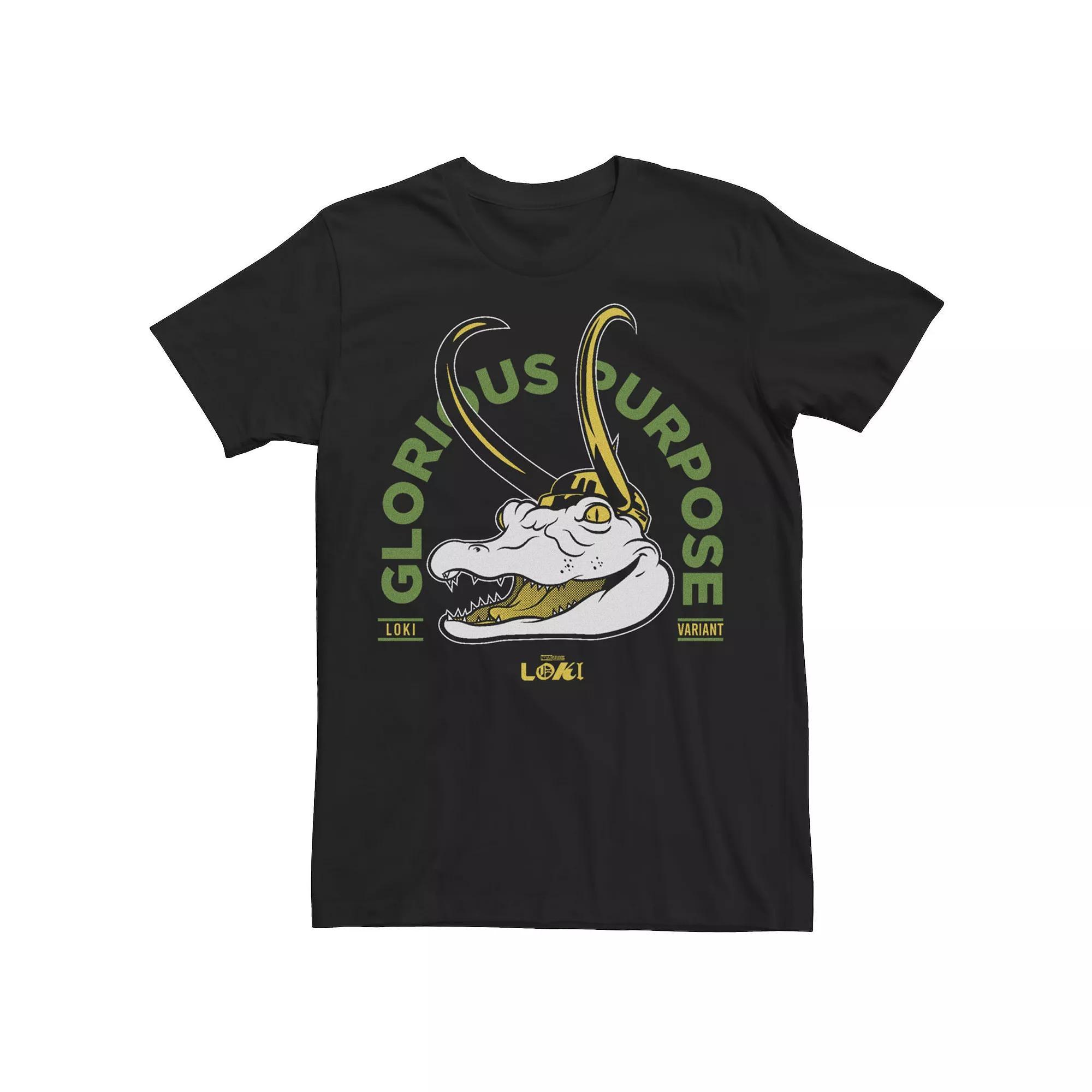 Men's Marvel Loki Alligator Loki Glorious Purpose Big Head Tee, Boy's, Size: XL, Black Product Image