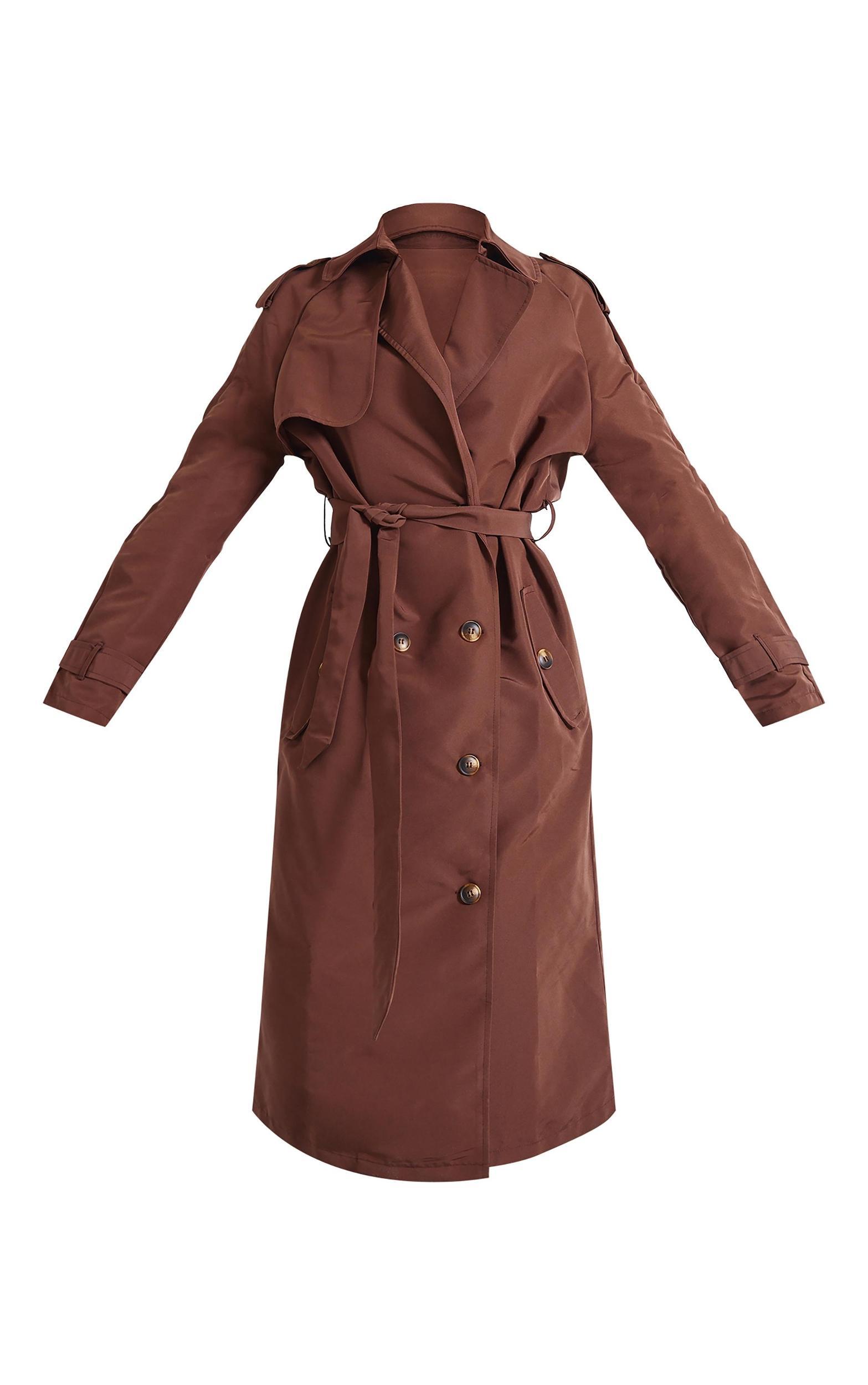 Petite Chocolate Oversized Trench Coat Product Image