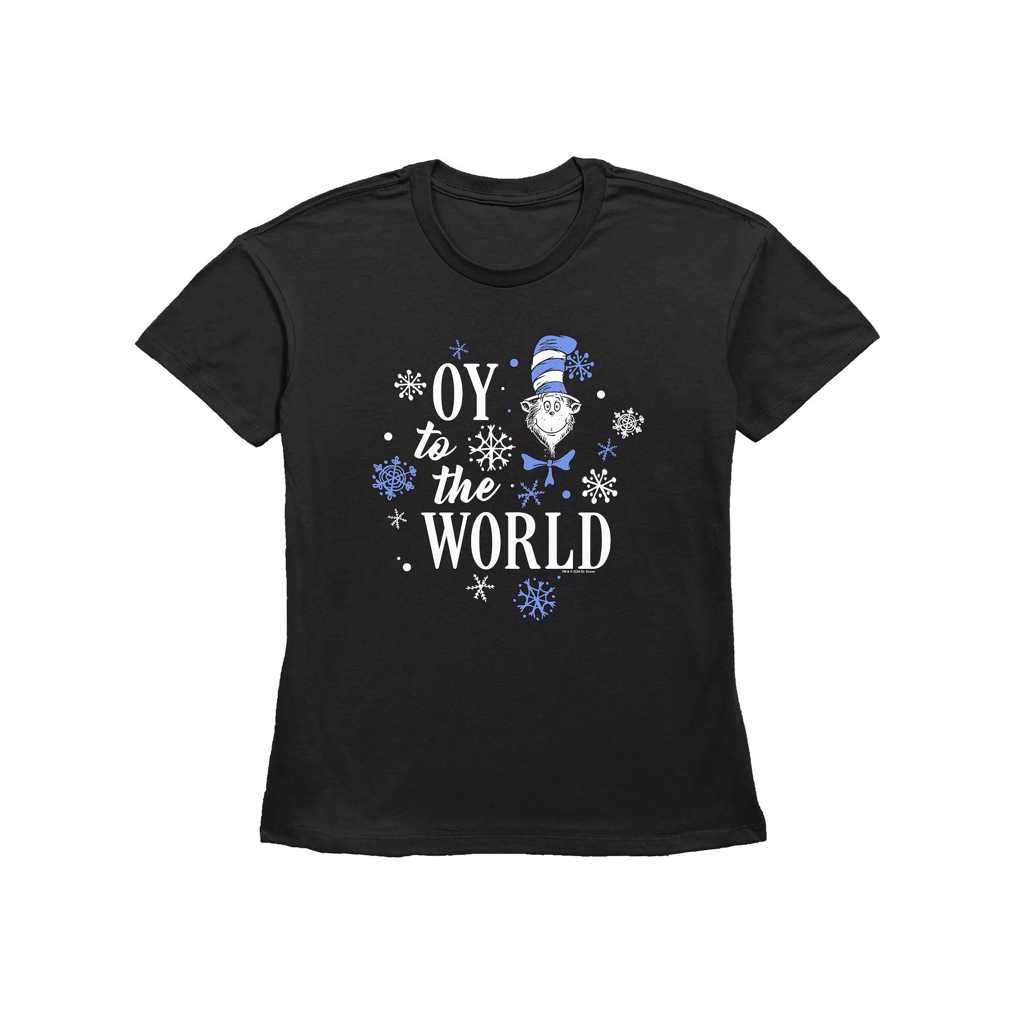 Womens Dr. Seuss The Cat In The Hat Oy To The World Graphic Tee Product Image