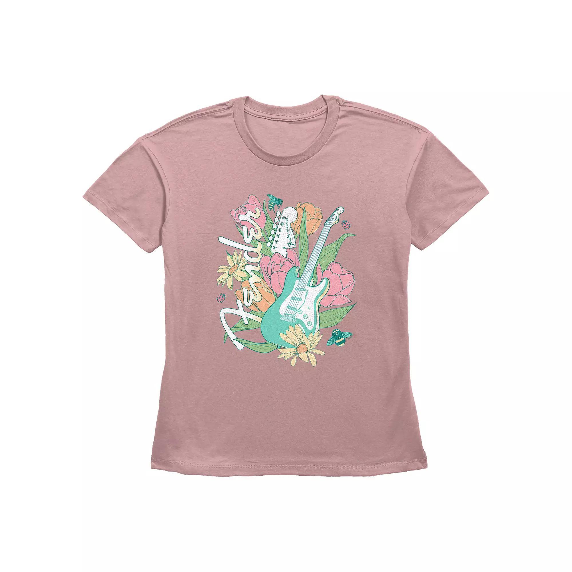 Women's Fender Spring Guitar Graphic Tee, Size: XL, Desert Pink Product Image