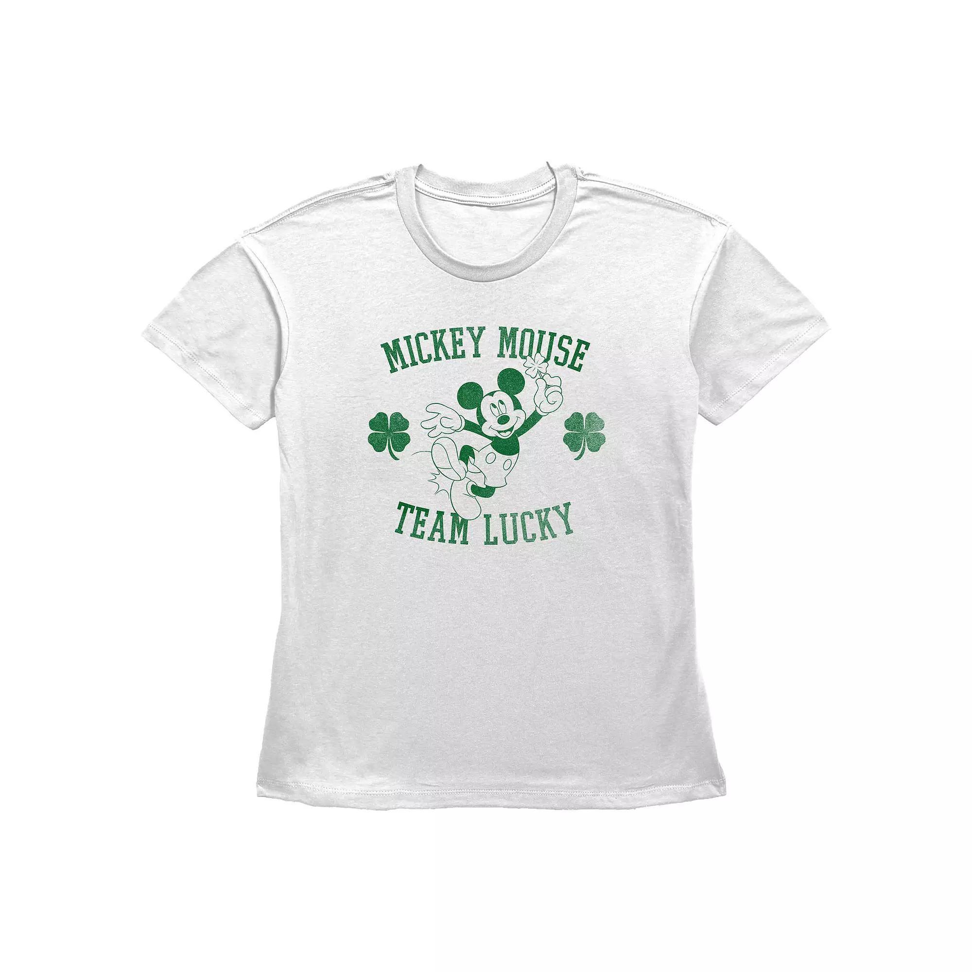 Disney's Mickey Mouse Team Lucky Women's Graphic Tee, Size: XS, White Product Image