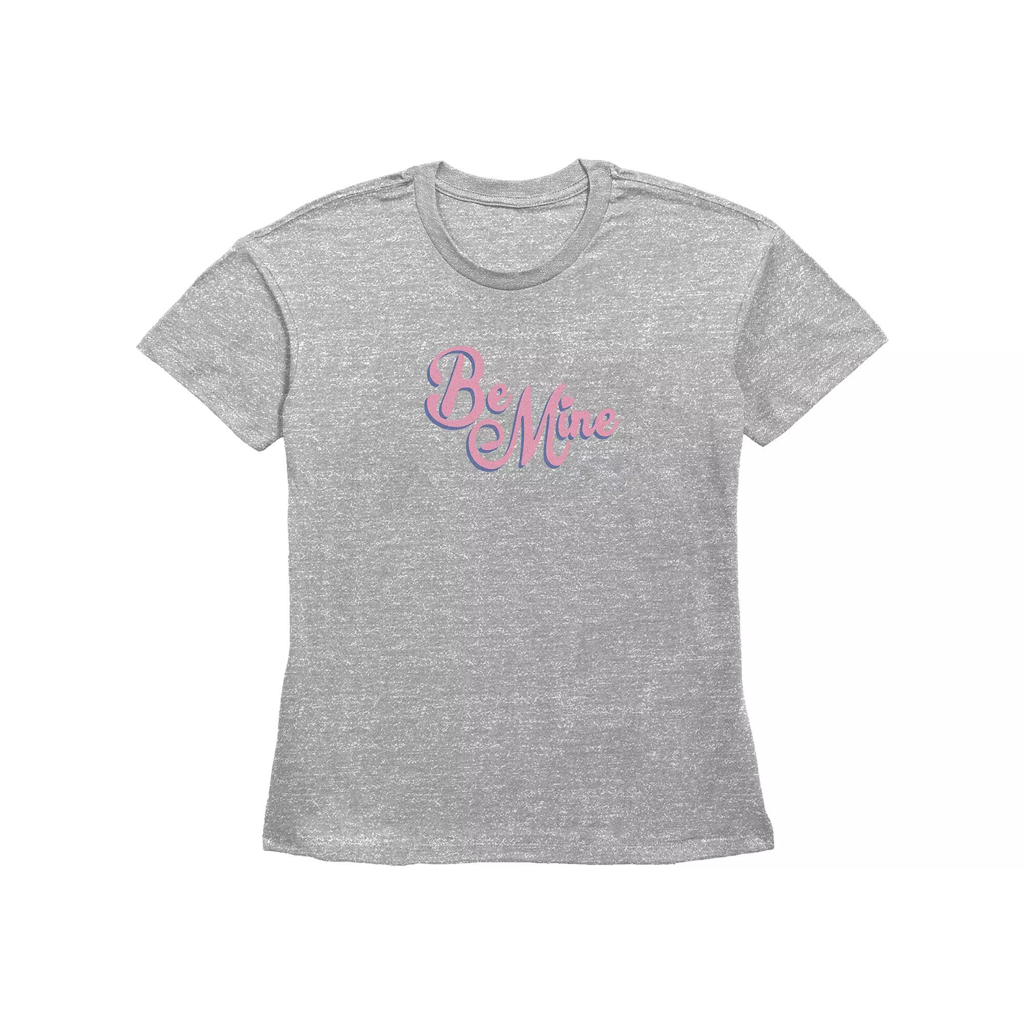 Women's Be Mine Basic Fit Graphic Tee, Girl's, Size: XS, Grey Gray Product Image