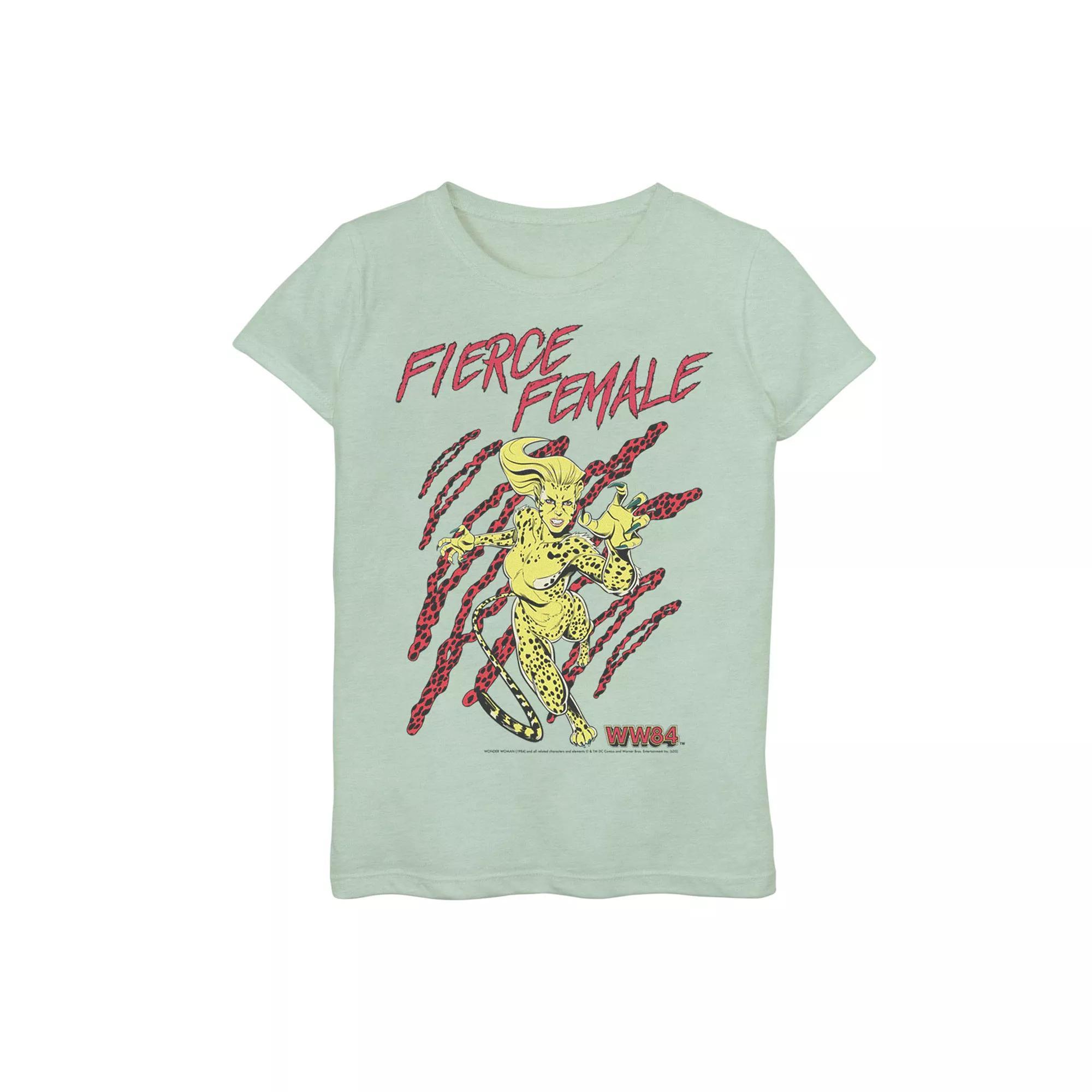 Girls 7-16 DC Comics Wonder Woman Fierce Cheetah Poster Graphic Tee, Girl's, Size: Medium, Green Product Image