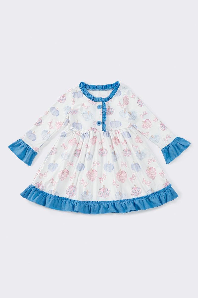 Blue pumpkin print dress Product Image