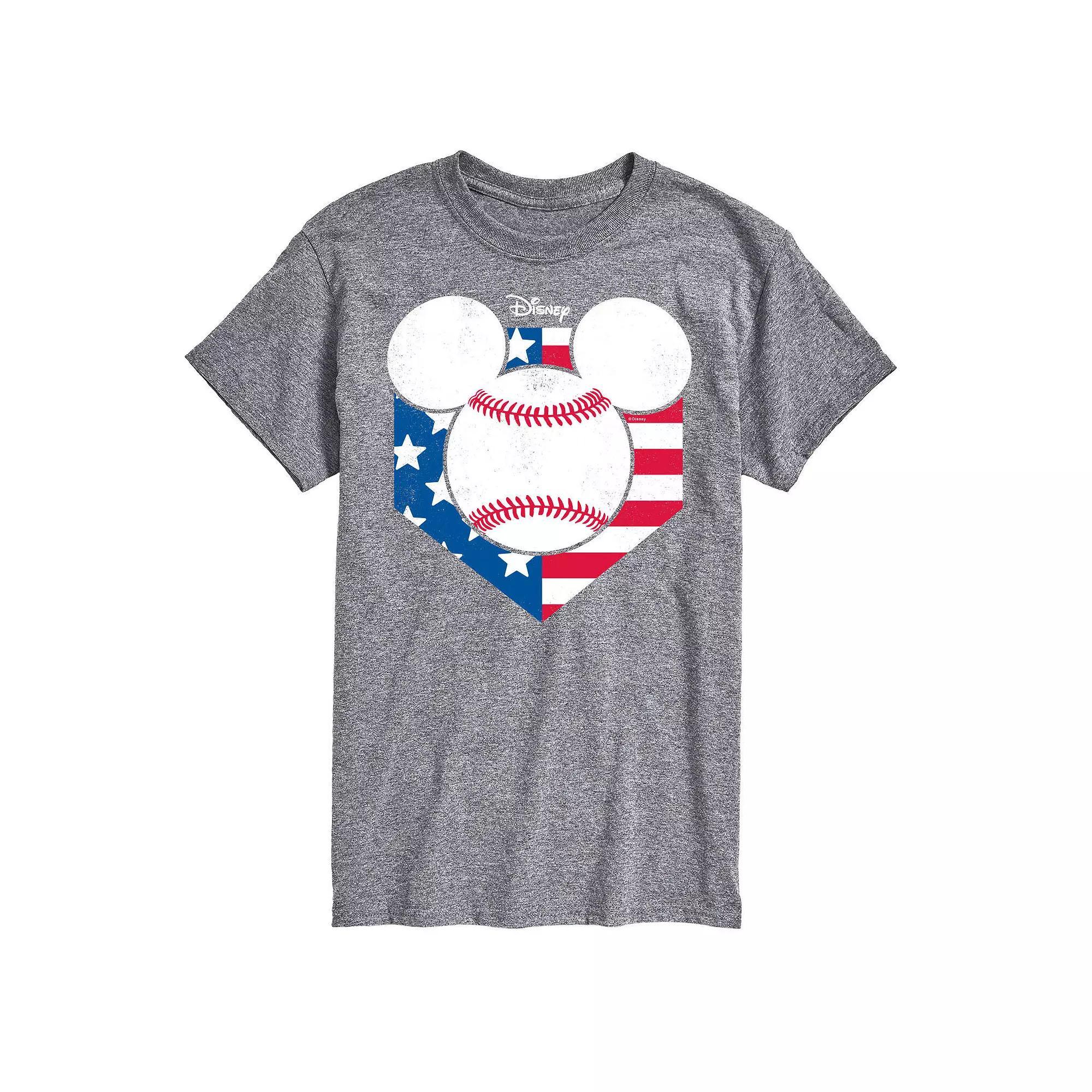 Disneys Mickey Mouse Big & Tall Baseball Flag Graphic Tee, Mens Product Image
