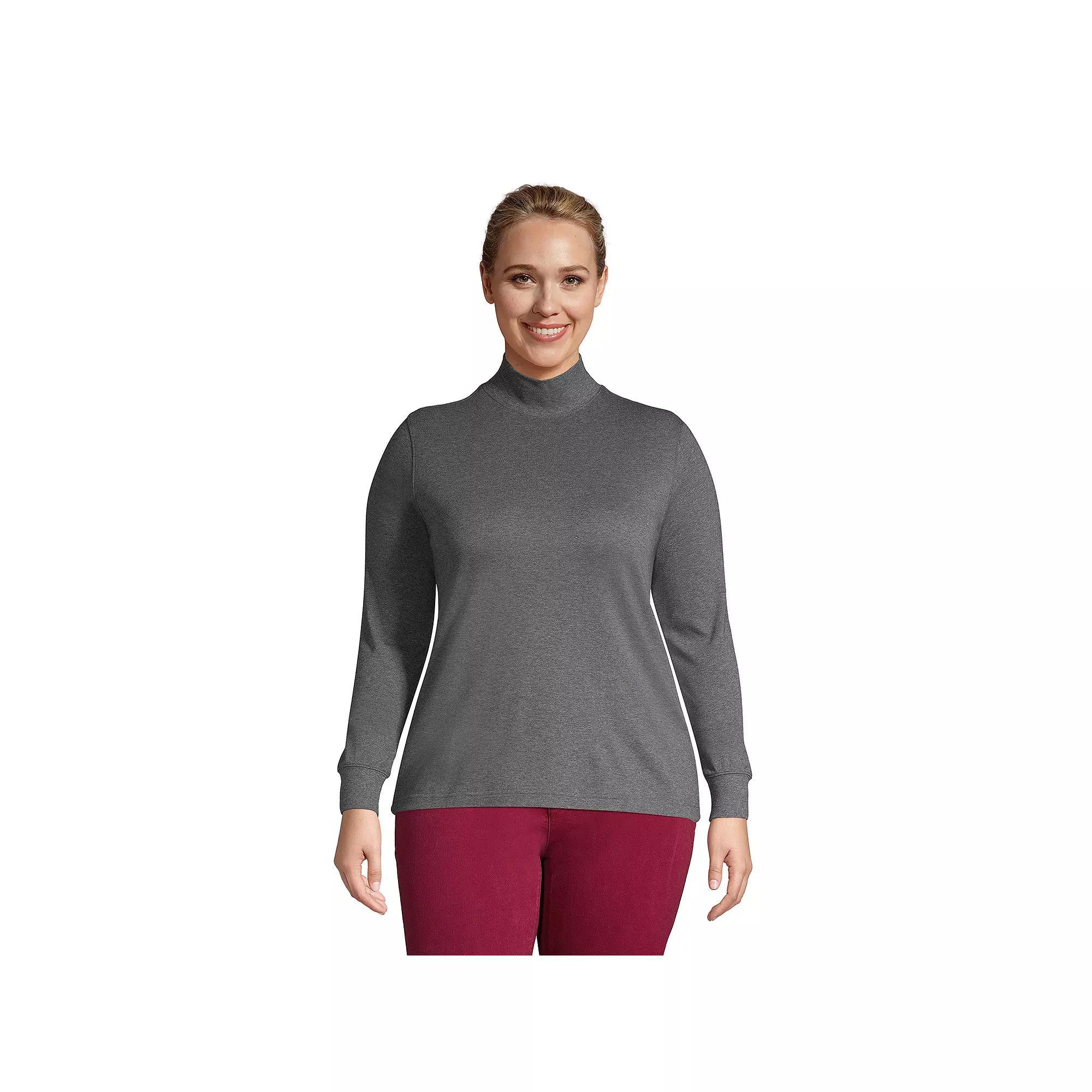 Plus Size Lands End Relaxed Mockneck Top, Womens Product Image