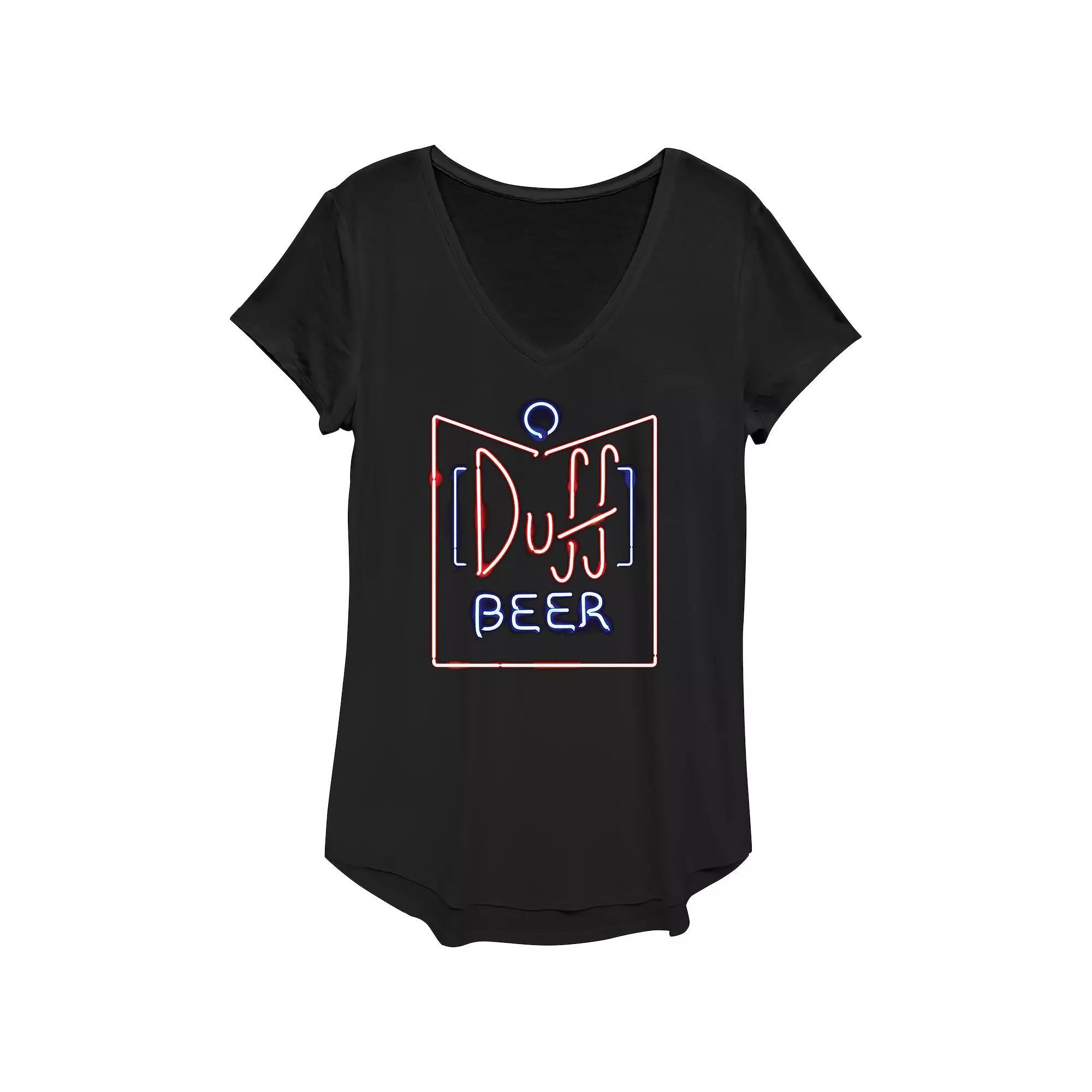 Womens The Simpsons Duff Bear Glowing Sign Graphic Tee, Girls Product Image