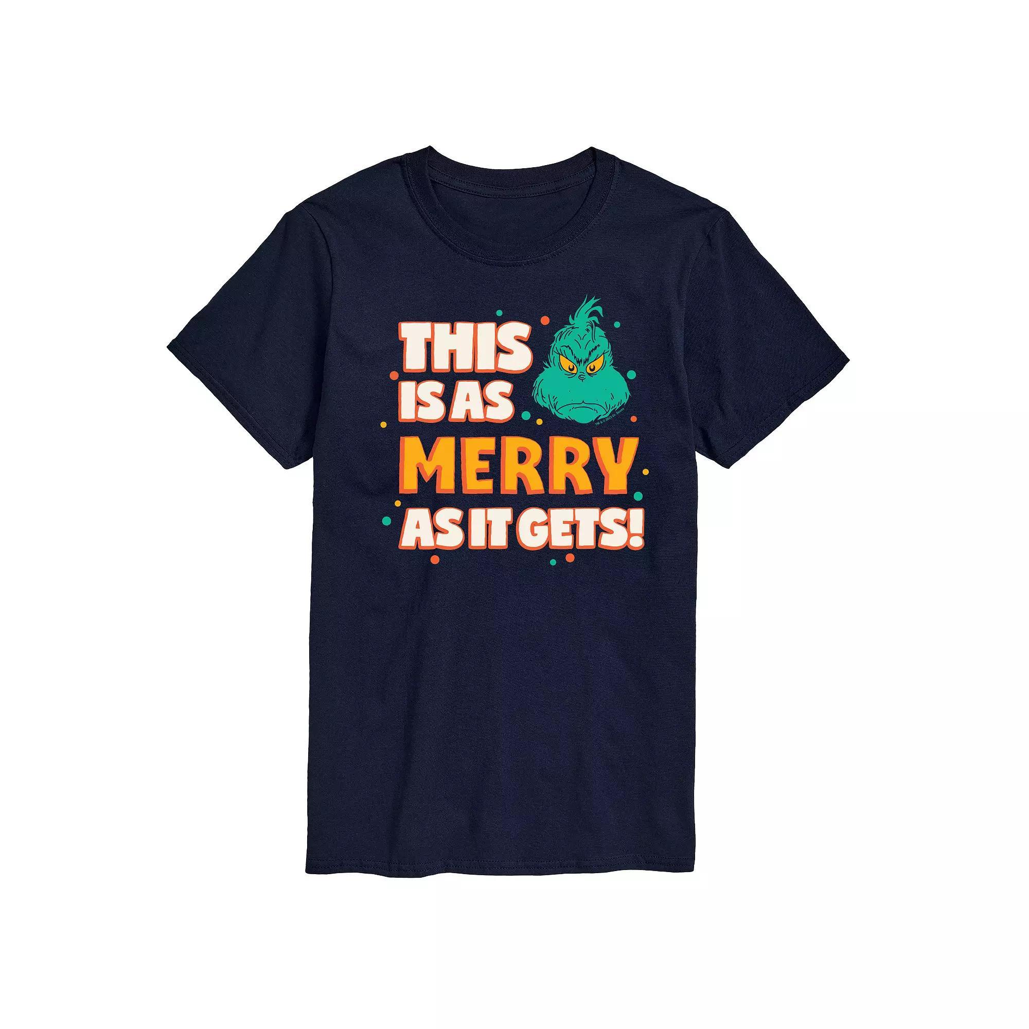 Big & Tall Dr. Seuss The Grinch As Merry As It Gets Graphic Tee, Mens Product Image