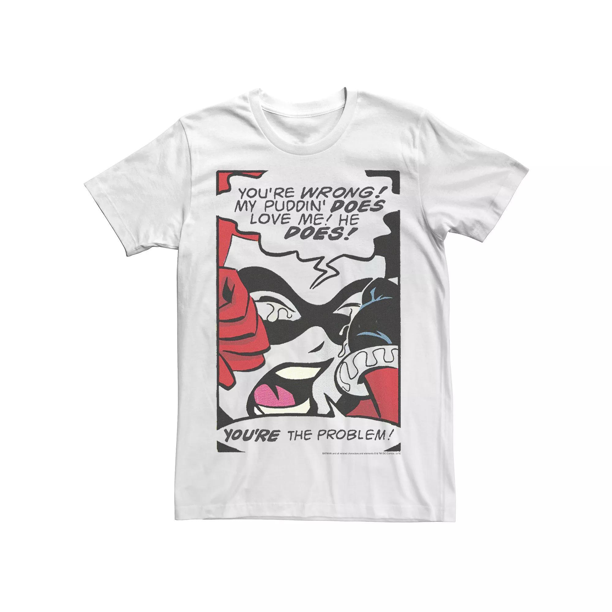 Men's Batman Harley Quinn Retro Comic Poster Tee, Size: Large, White Product Image