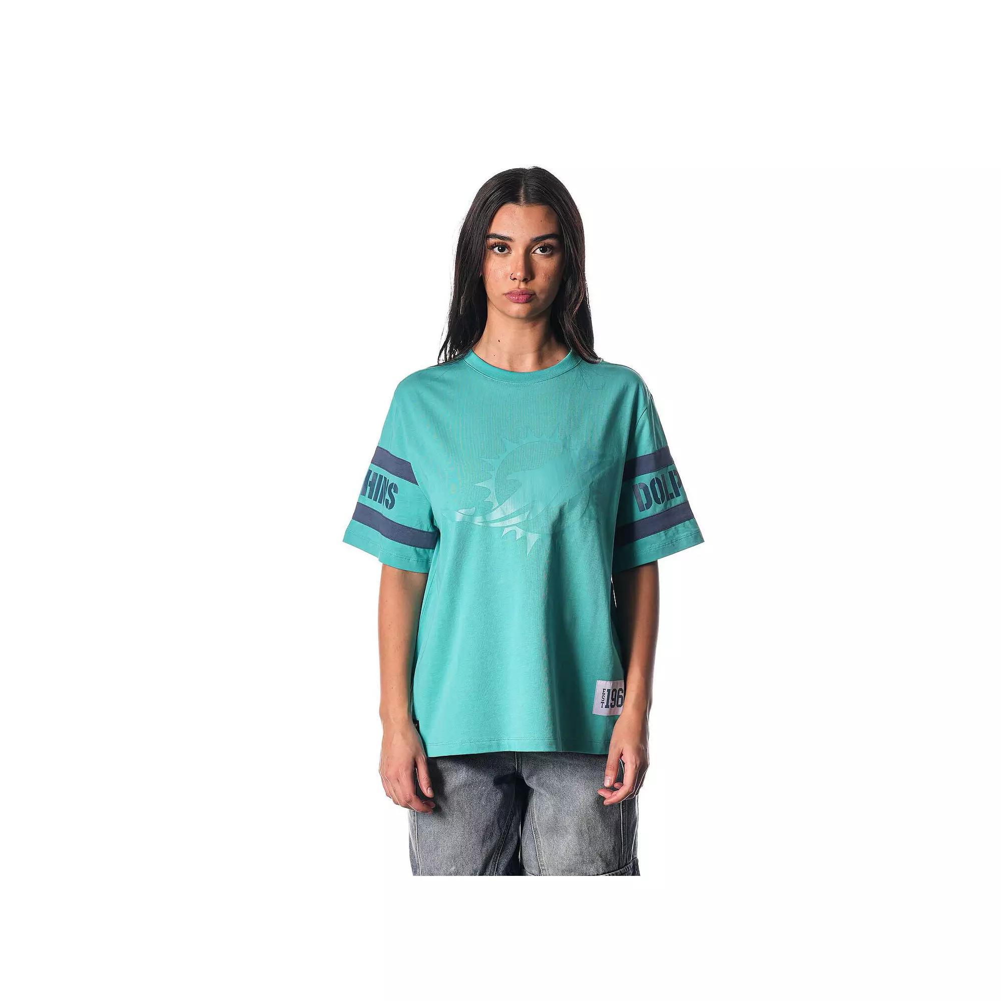 Women's The Wild Collective Aqua Miami Dolphins Drop Shoulder T-Shirt, Size: 2XL, Turquoise A Product Image