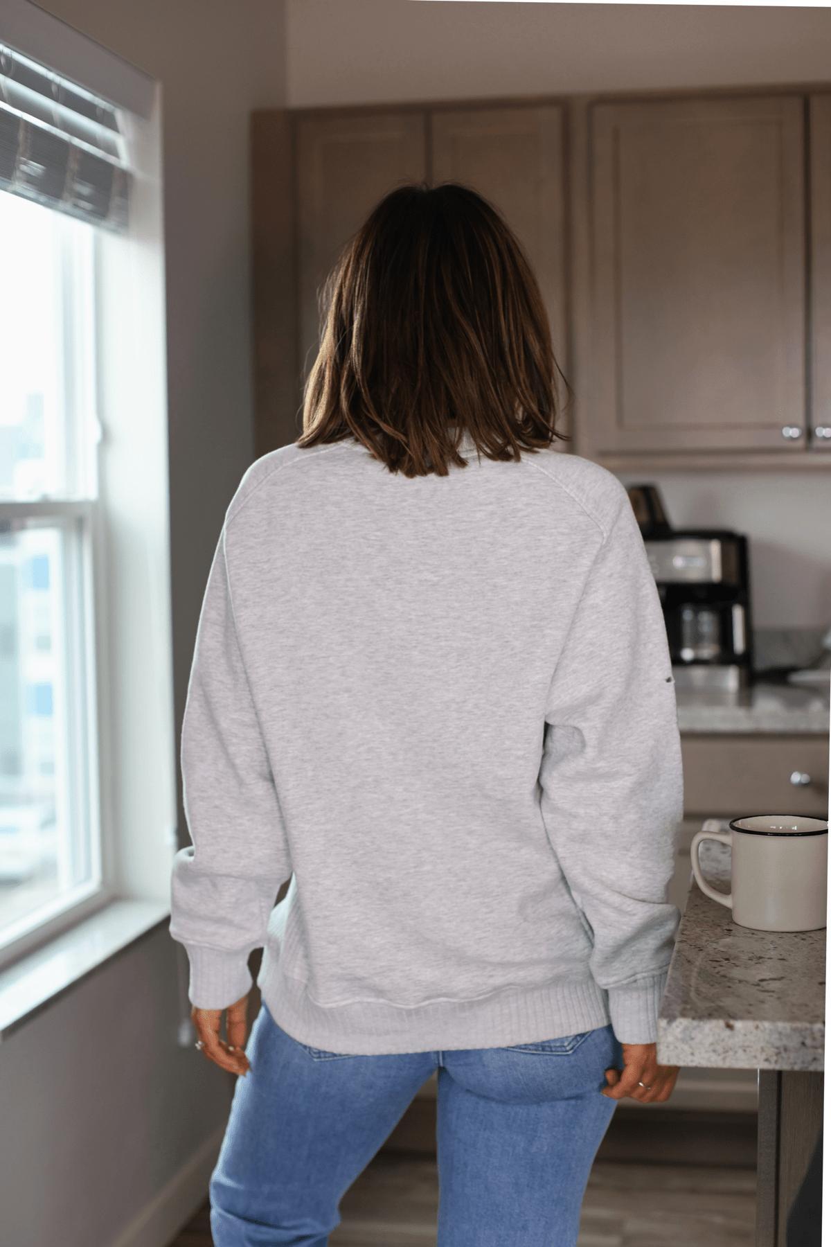 Grey French Terry Fleece Sweatshirt - FINAL SALE Product Image