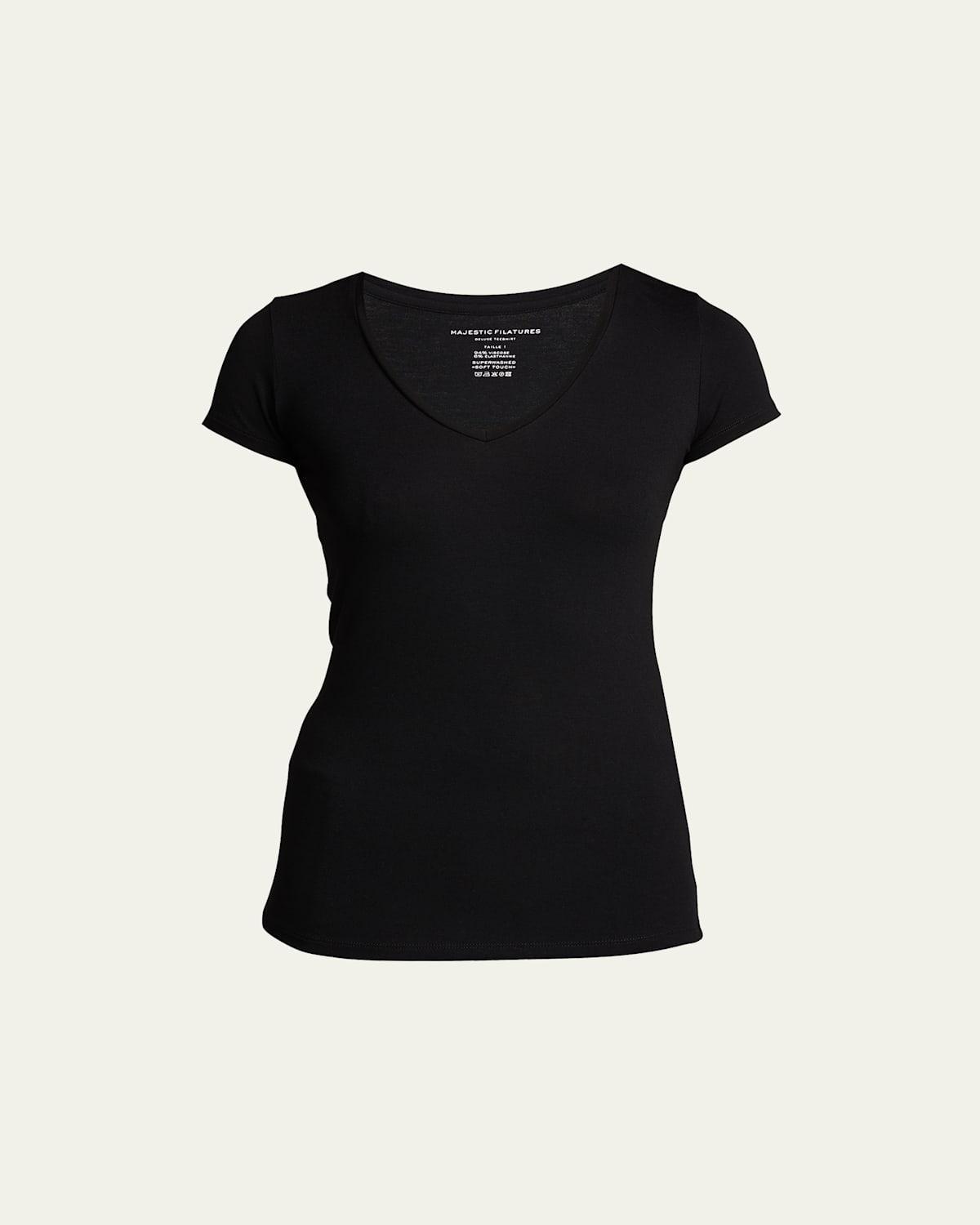 Soft Touch Short-Sleeve V-Neck Top Product Image