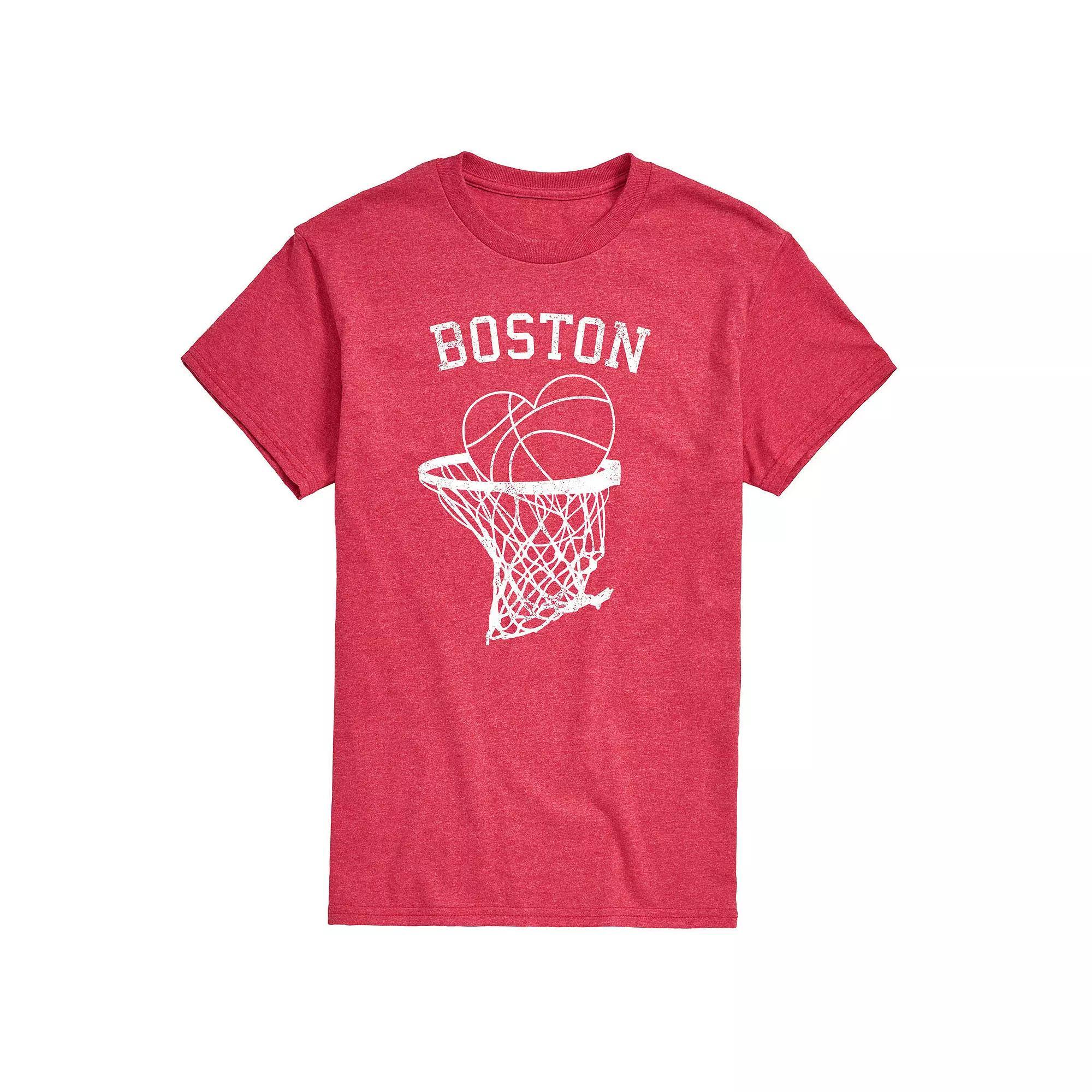 Mens Basketball Heart Boston Graphic Tee Grey Red Product Image