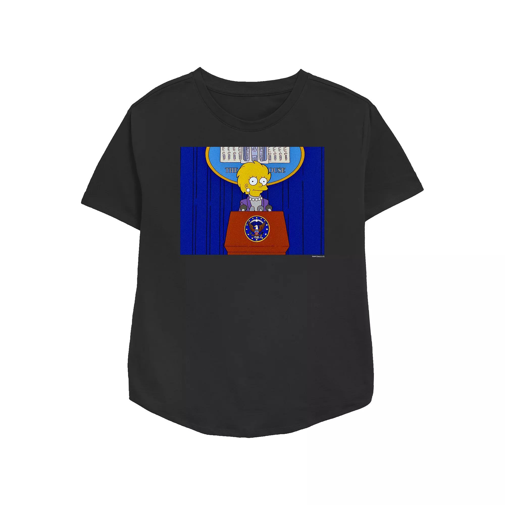 Women's The Simpsons Future President Lisa Relaxed Fit Graphic Tee, Girl's, Size: Medium, Black Product Image