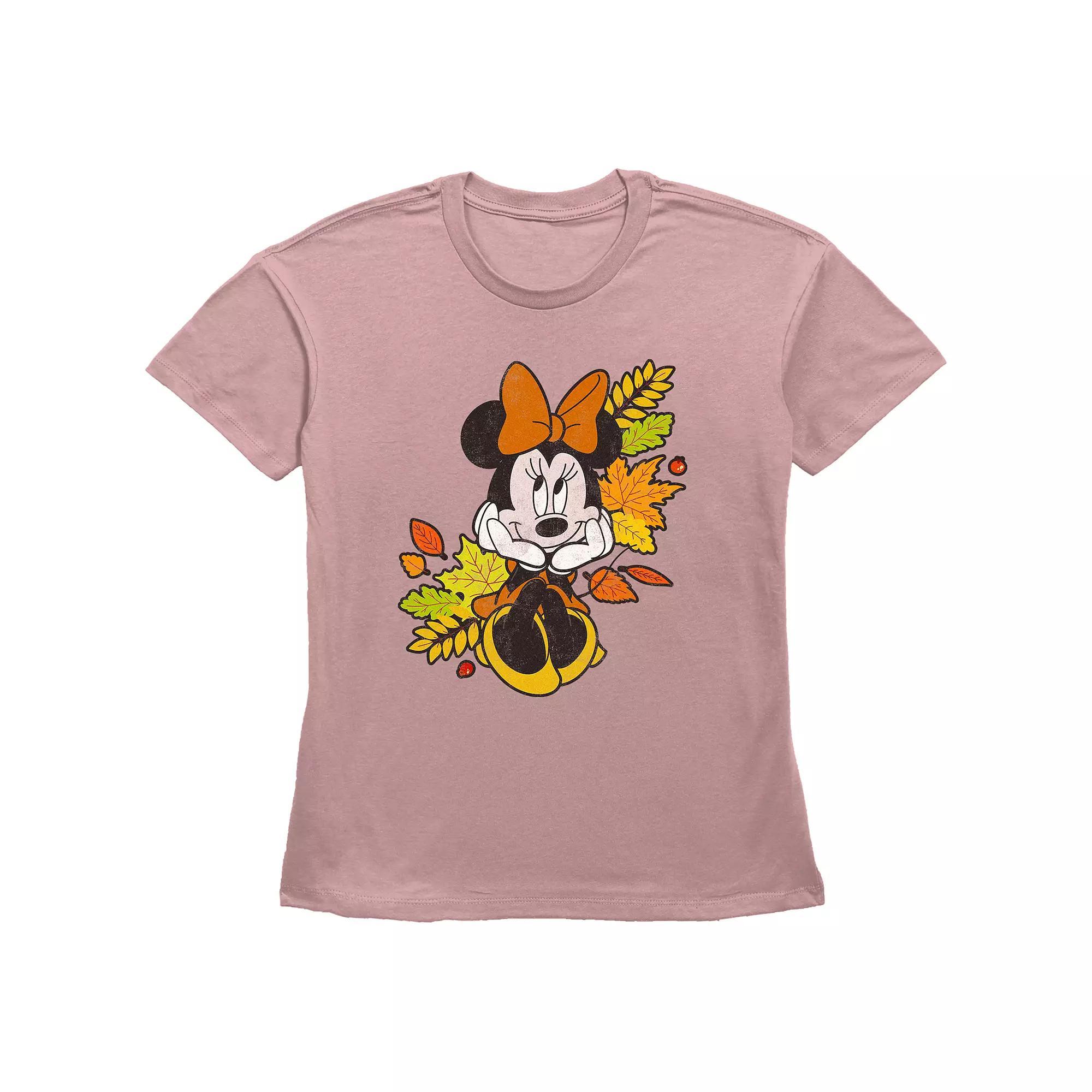 Disney's Minnie Mouse Juniors' Autumn Leaves Graphic Tee, Women's, Size: XS, Desert Pink Product Image