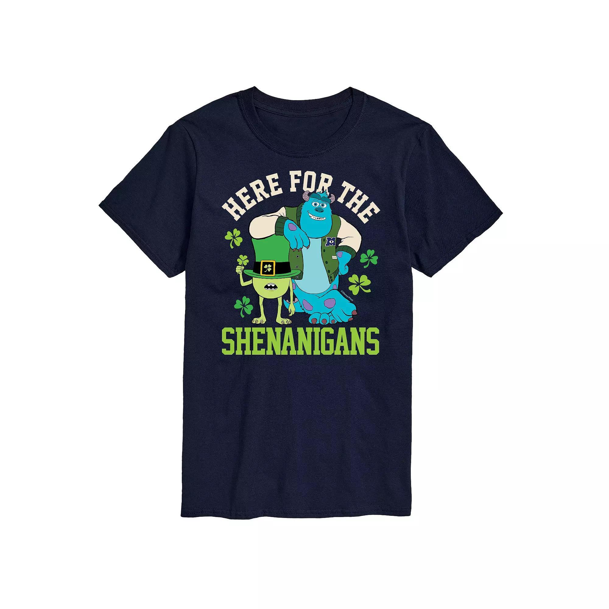 Disneys Monsters Inc. Mens Here for Shenanigans Graphic Tee Blue Product Image