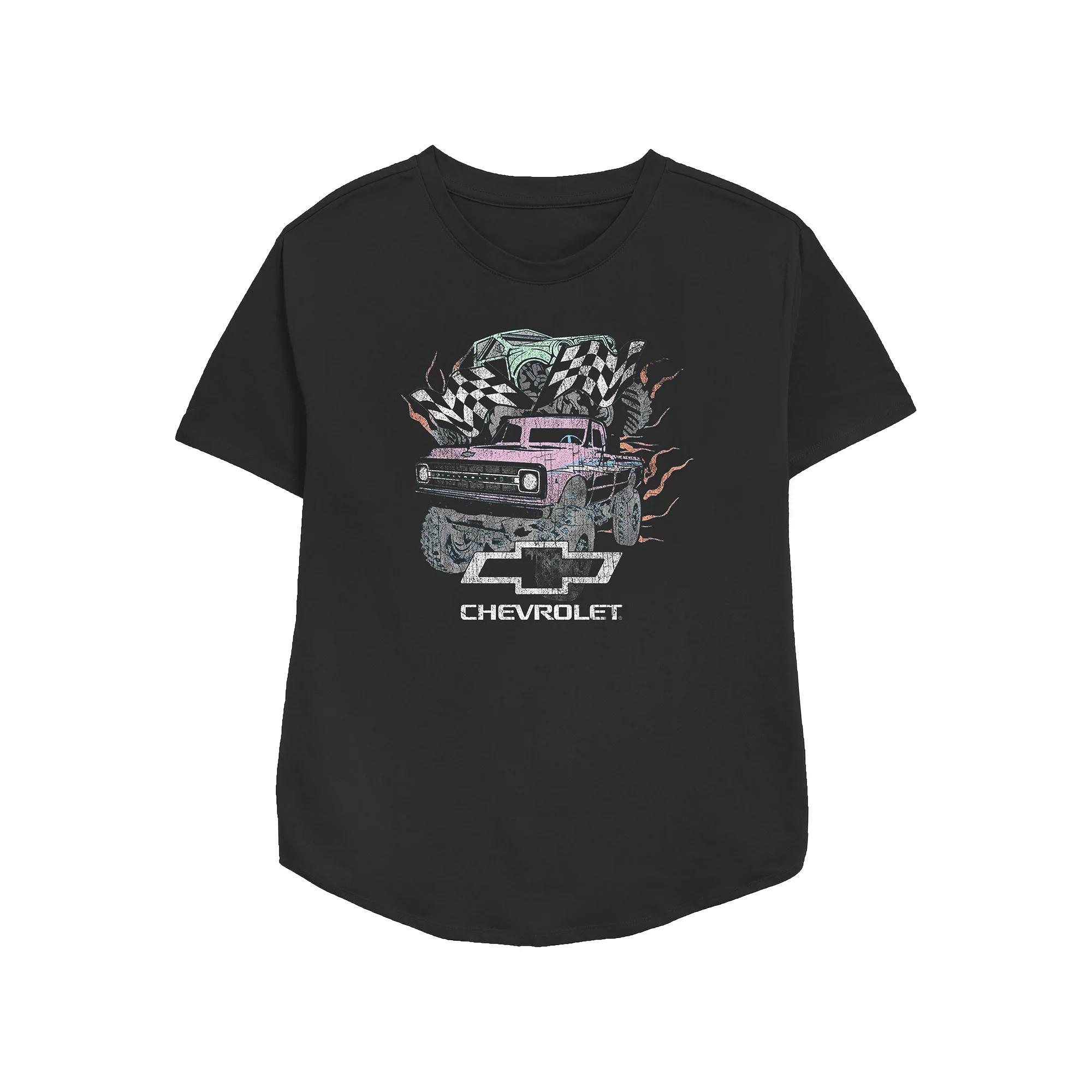Womens Chevrolet Pastel Monster Trucks Relaxed Fit Graphic Tee, Girls Product Image
