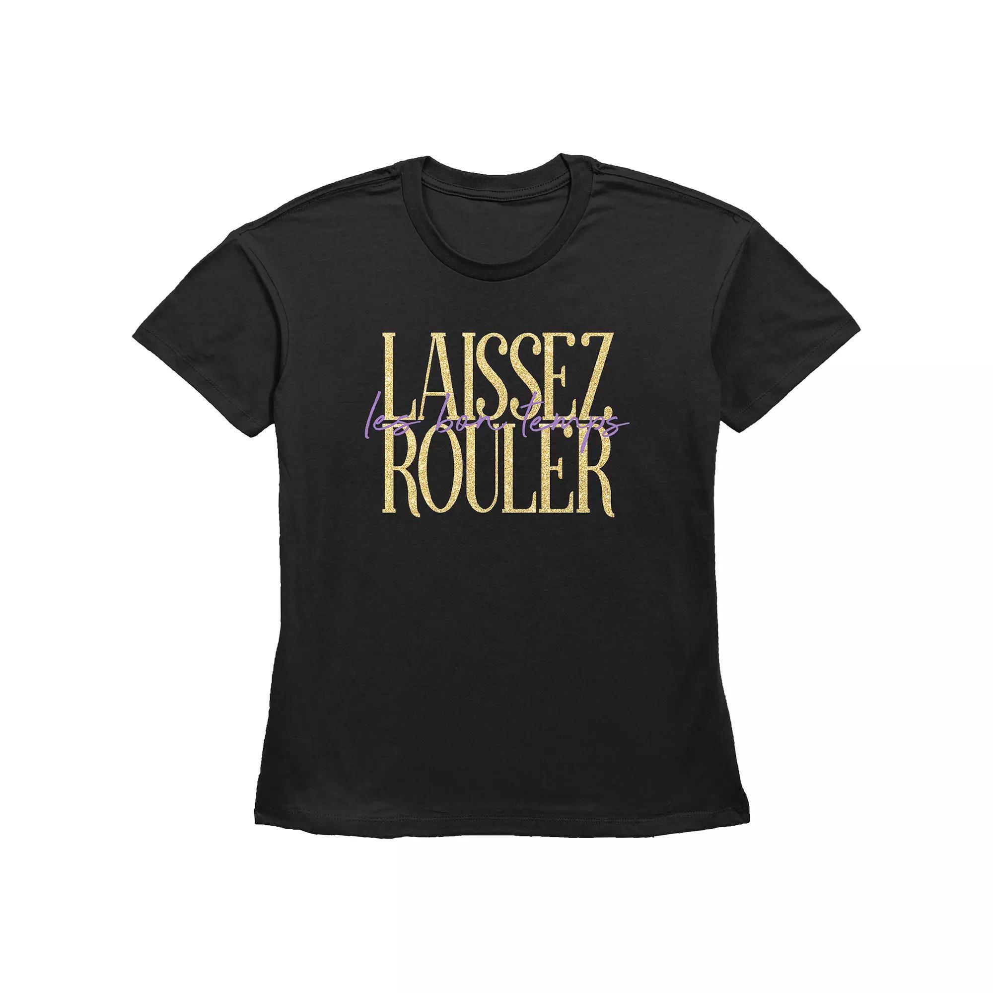 Women's Laissez Ruler Les Bon Temps Basic Fit Graphic Tee, Girl's, Size: XL, Black Product Image