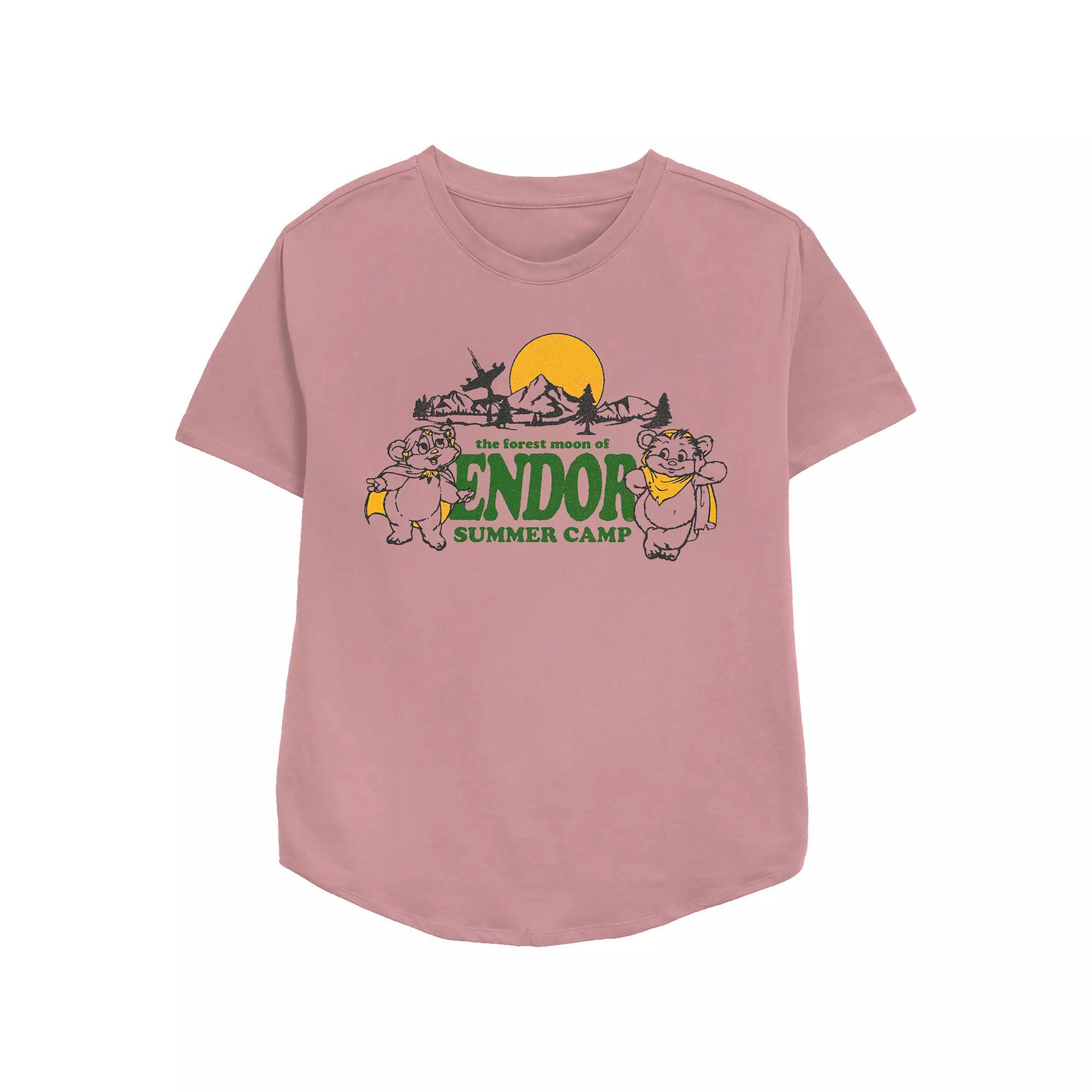Women's Star Wars Endor Summer Camp Relaxed Fit Graphic Tee, Girl's, Size: Medium, Pink Product Image
