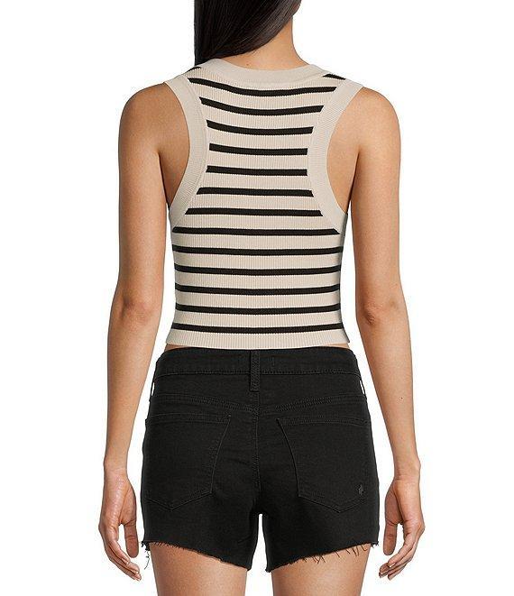 Signature 8 Crew Neck Sleeveless Stripe Rib Tank Top Product Image