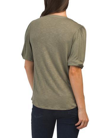 Mixed Media Button Down Blouse for Women | Spandex/Rayon Product Image