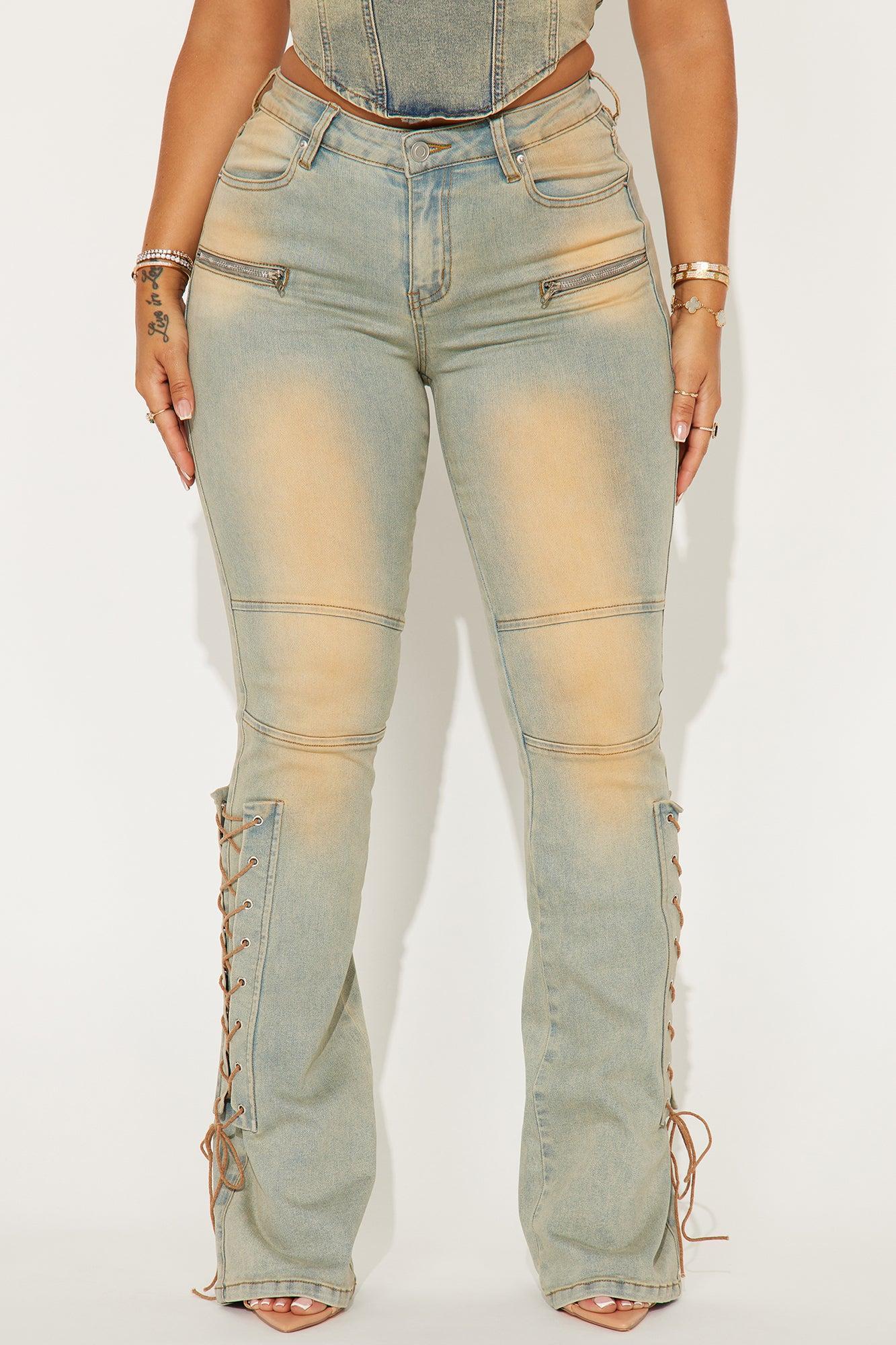 Tongue Tied Tinted Flare Jeans - Vintage Wash Product Image
