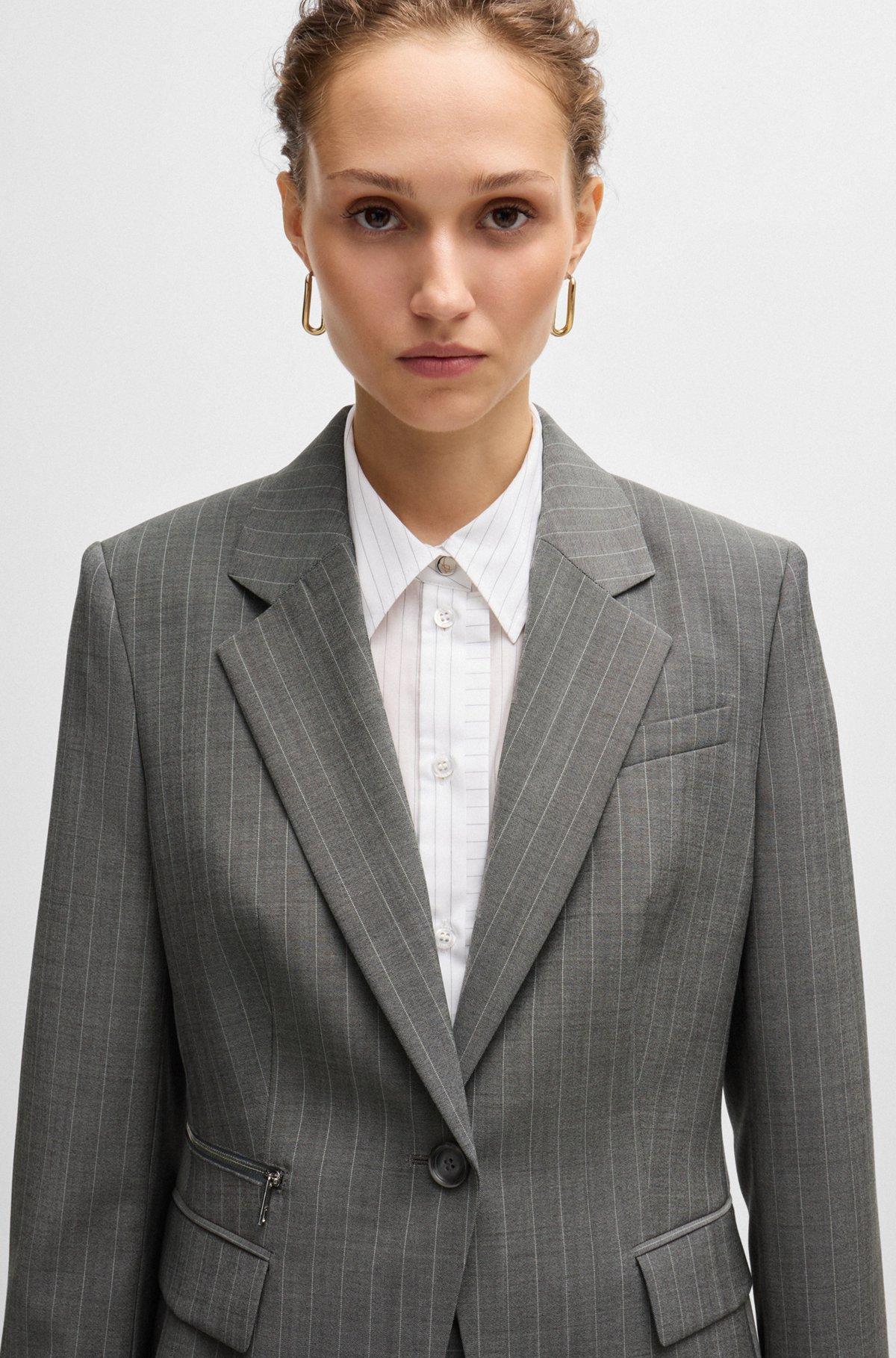 BOSS - Slim-fit jacket in striped wool - Patterned Product Image