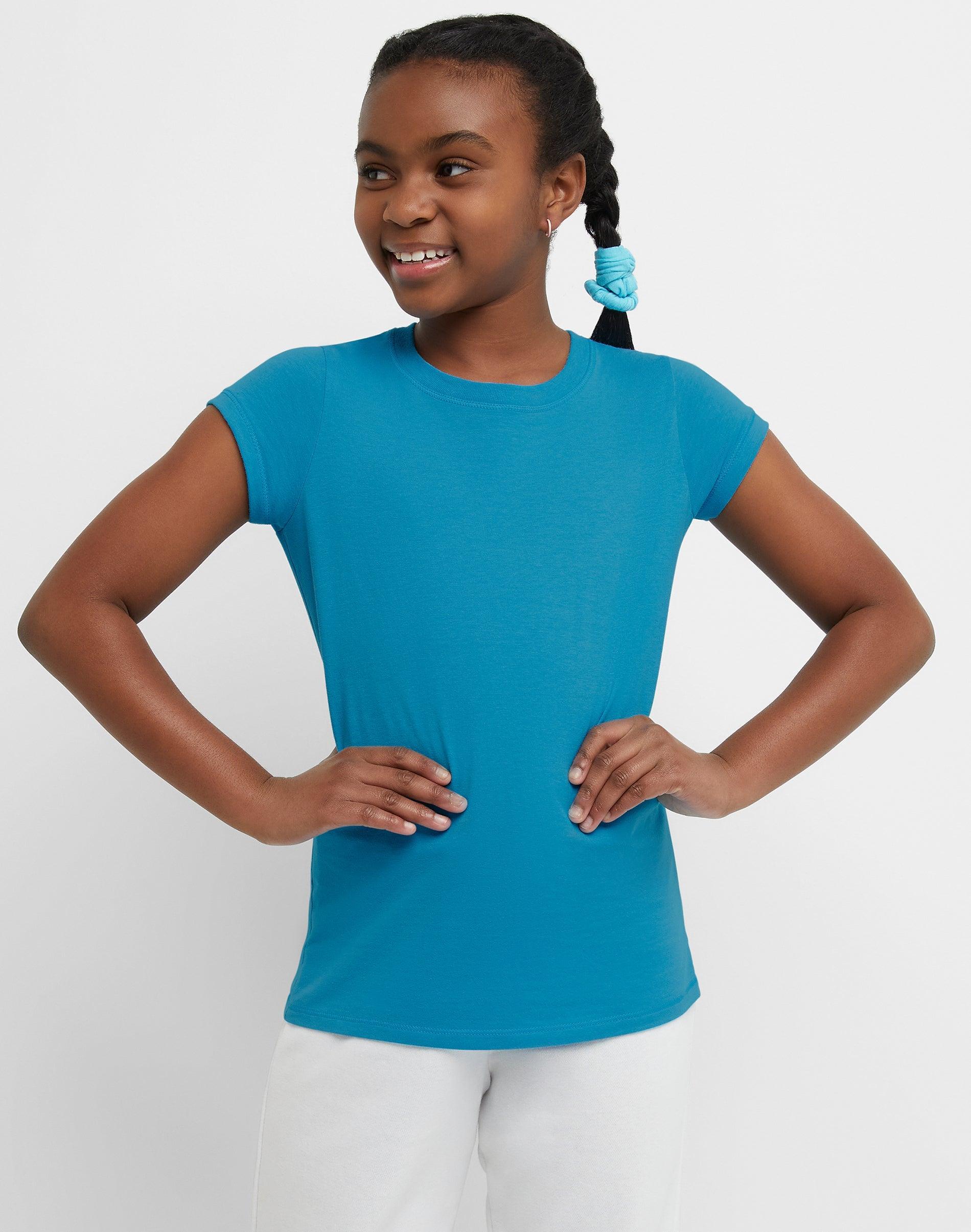 Hanes Essentials Girls Cotton T-Shirt, 2-Pack Amaranth S Product Image