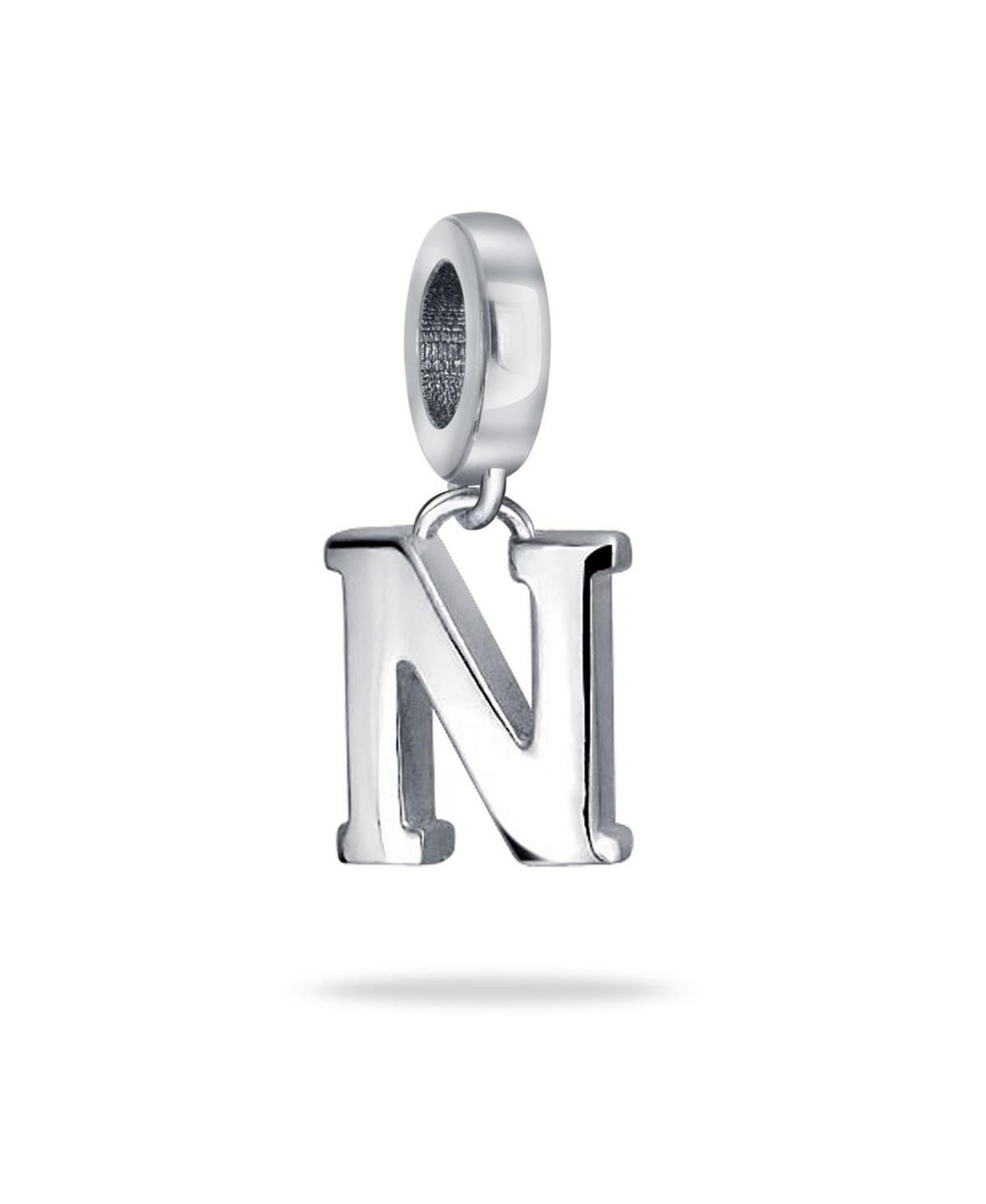 Bling Jewelry Dangle Block Letter A-z Alphabet Initial Charm Bead For Women Solid .925 Sterling Silver Fits European Bracelet Product Image