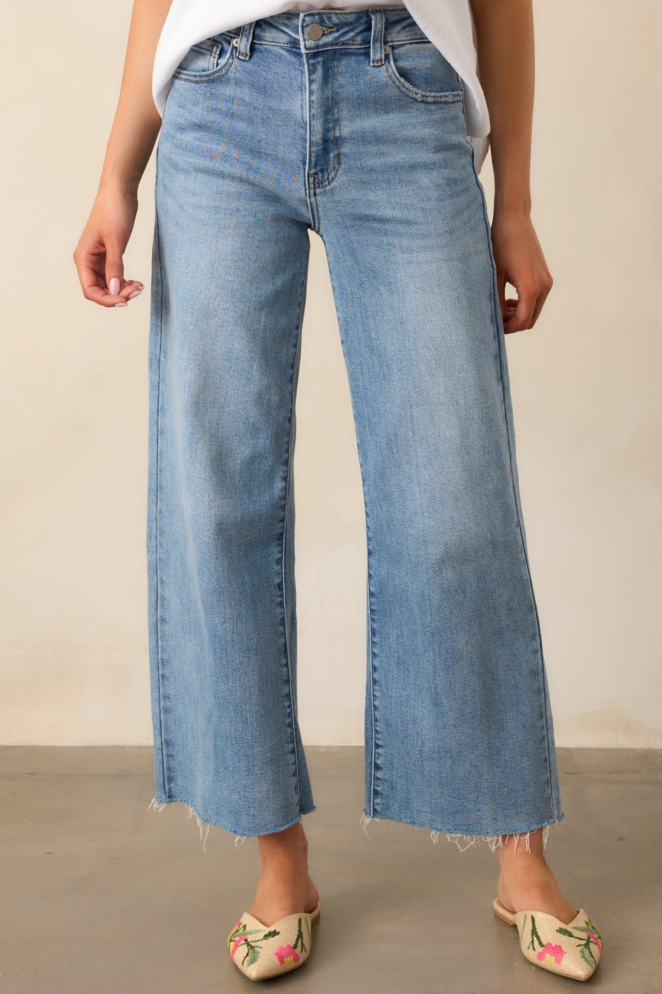 Already On It Light Wash Wide Leg Jeans Product Image