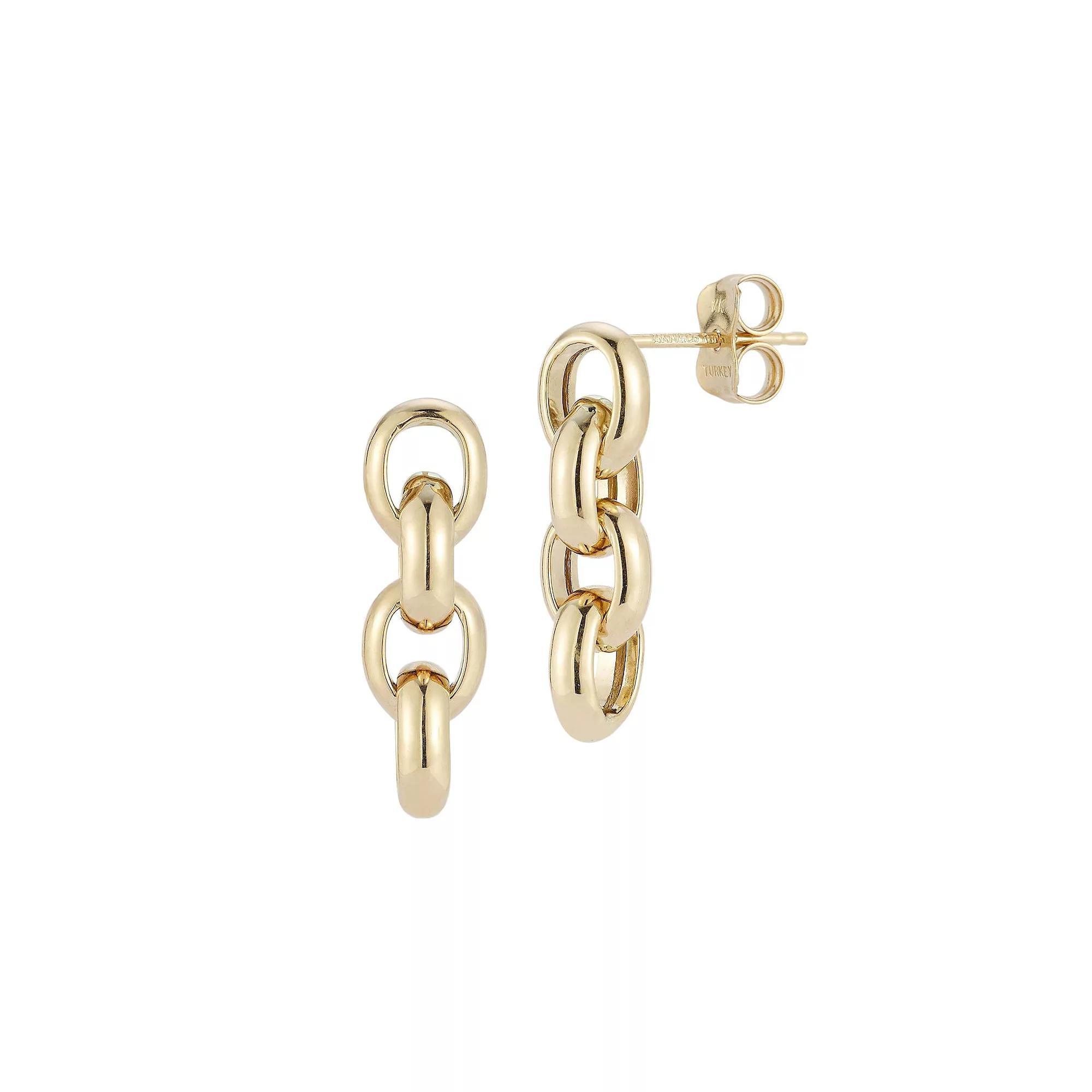 LUMINOR GOLD 14k Gold Dainty Link Drop Earrings, Women's Product Image