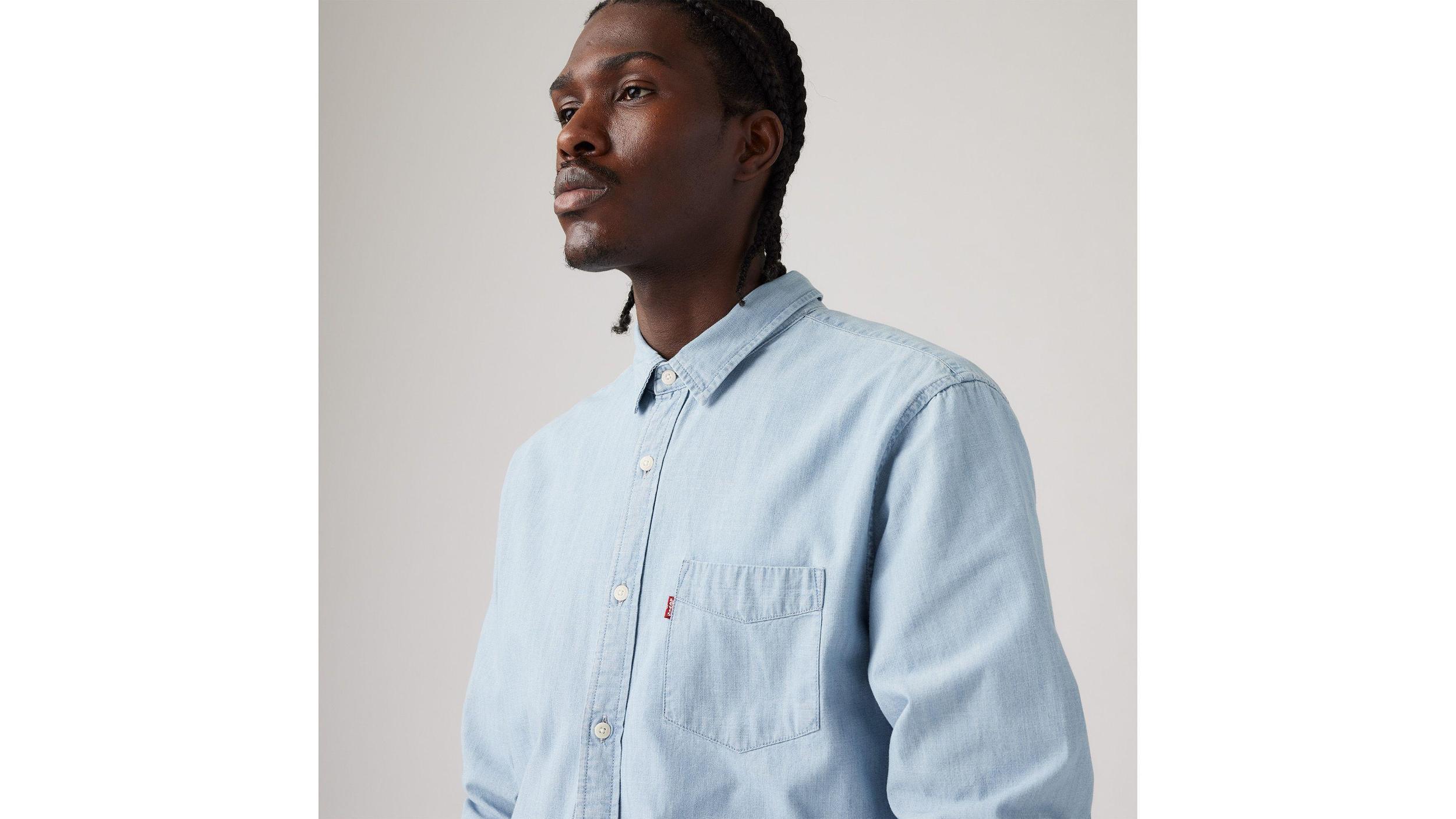 Sunset One Pocket Cotton Linen Standard Fit Shirt Product Image