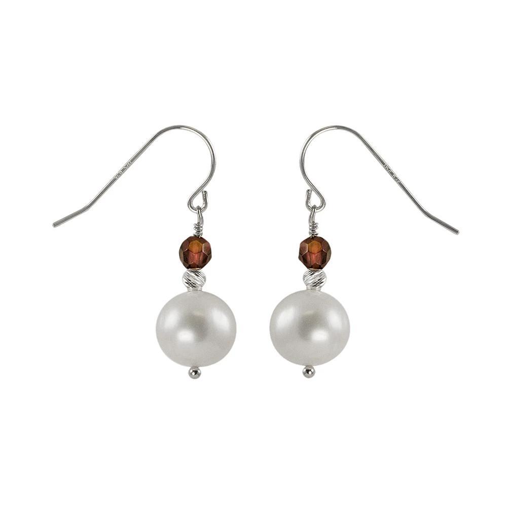 Sterling Silver Freshwater Cultured Pearl & Onyx Bead Drop Earrings, Womens Product Image
