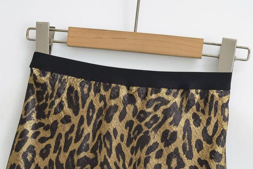 High Rise Leopard Print Mini A-Line Skirt Product Image
