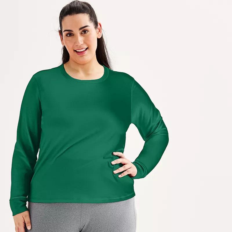 Plus Size Tek Gear® Long Sleeve Crewneck T-Shirt, Women's, Size: 4XL, Mineral Black Product Image