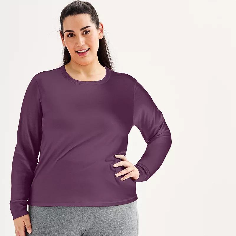 Plus Size Tek Gear® Long Sleeve Crewneck T-Shirt, Women's, Size: 4XL, Mineral Black Product Image
