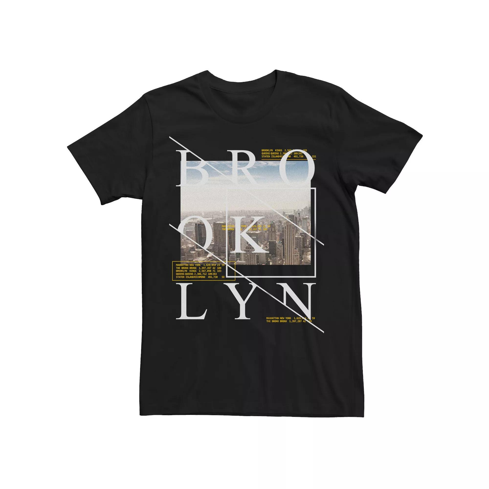 Men's Brooklyn Skyline Photo Graphic Tee, Size: XL, Black Product Image