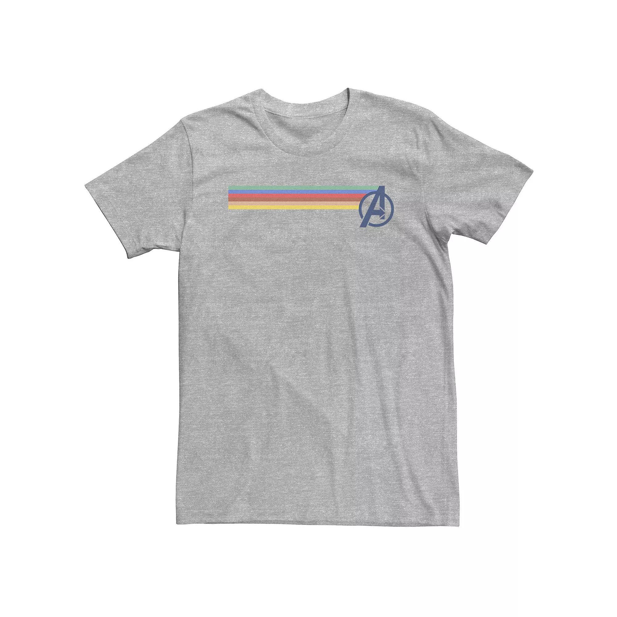 Big & Tall Marvel Avengers Rainbow Colors Classic Logo Tee, Men's, Size: 4XL Tall, Athletic Grey Product Image