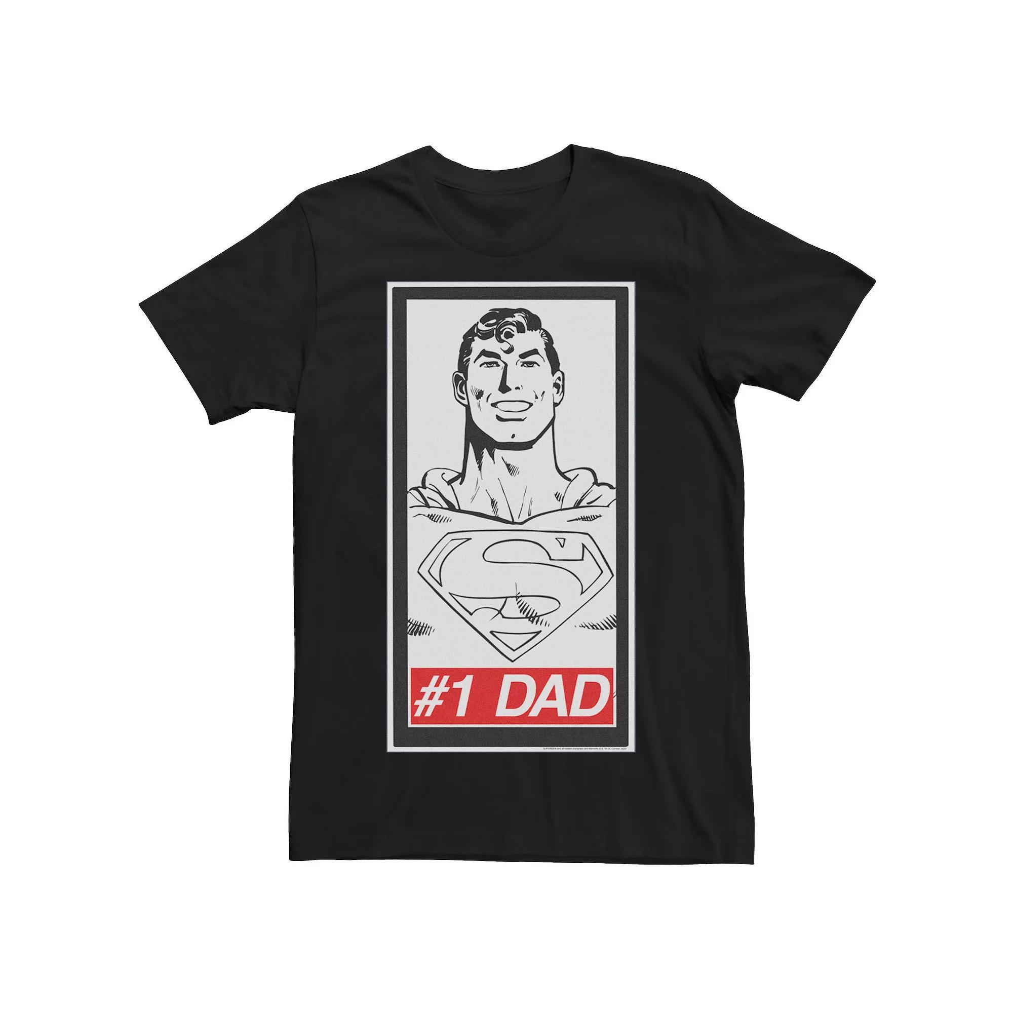 Men's DC Comics Superman #1 Dad Poster Tee, Size: XXL, Black Product Image