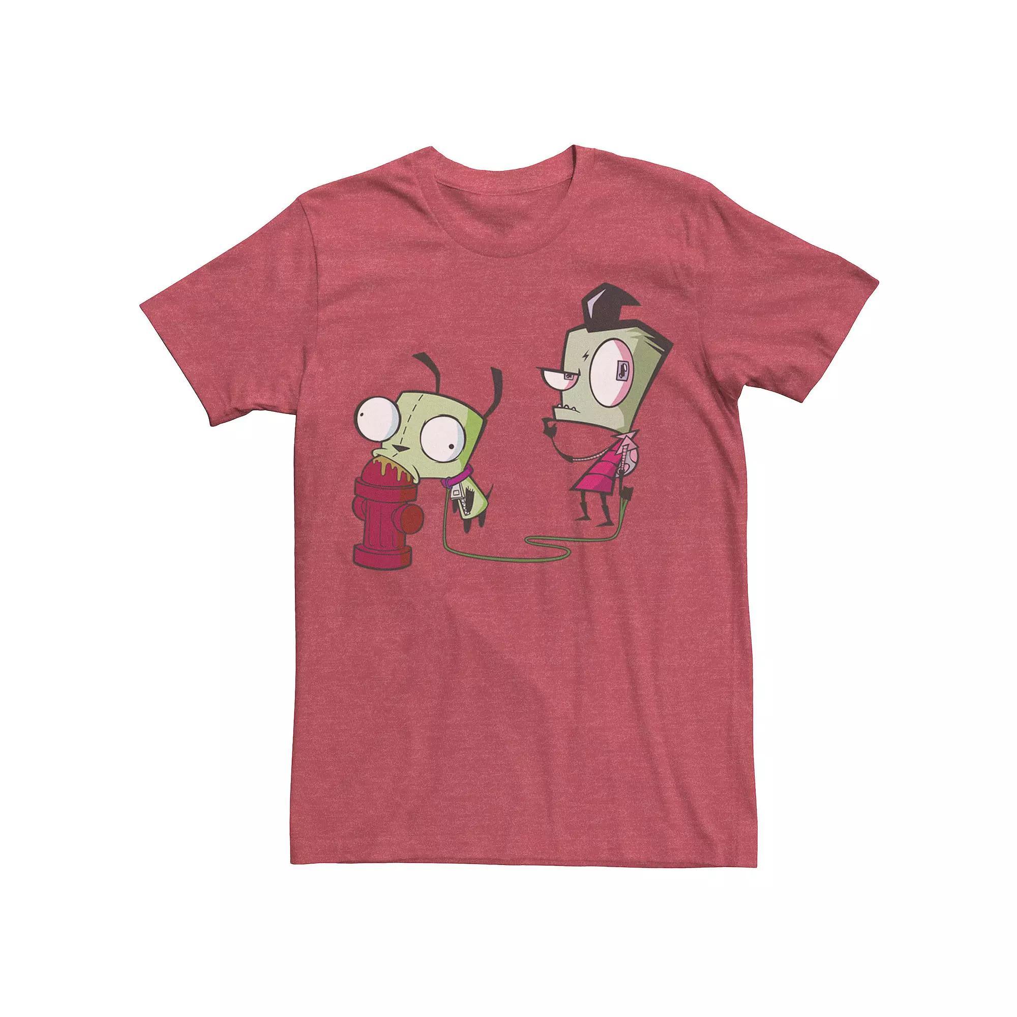Mens Nickelodeon Invader Zim Walking Gir Fire Hydrant Portrait Graphic Tee Kelly Grey Product Image