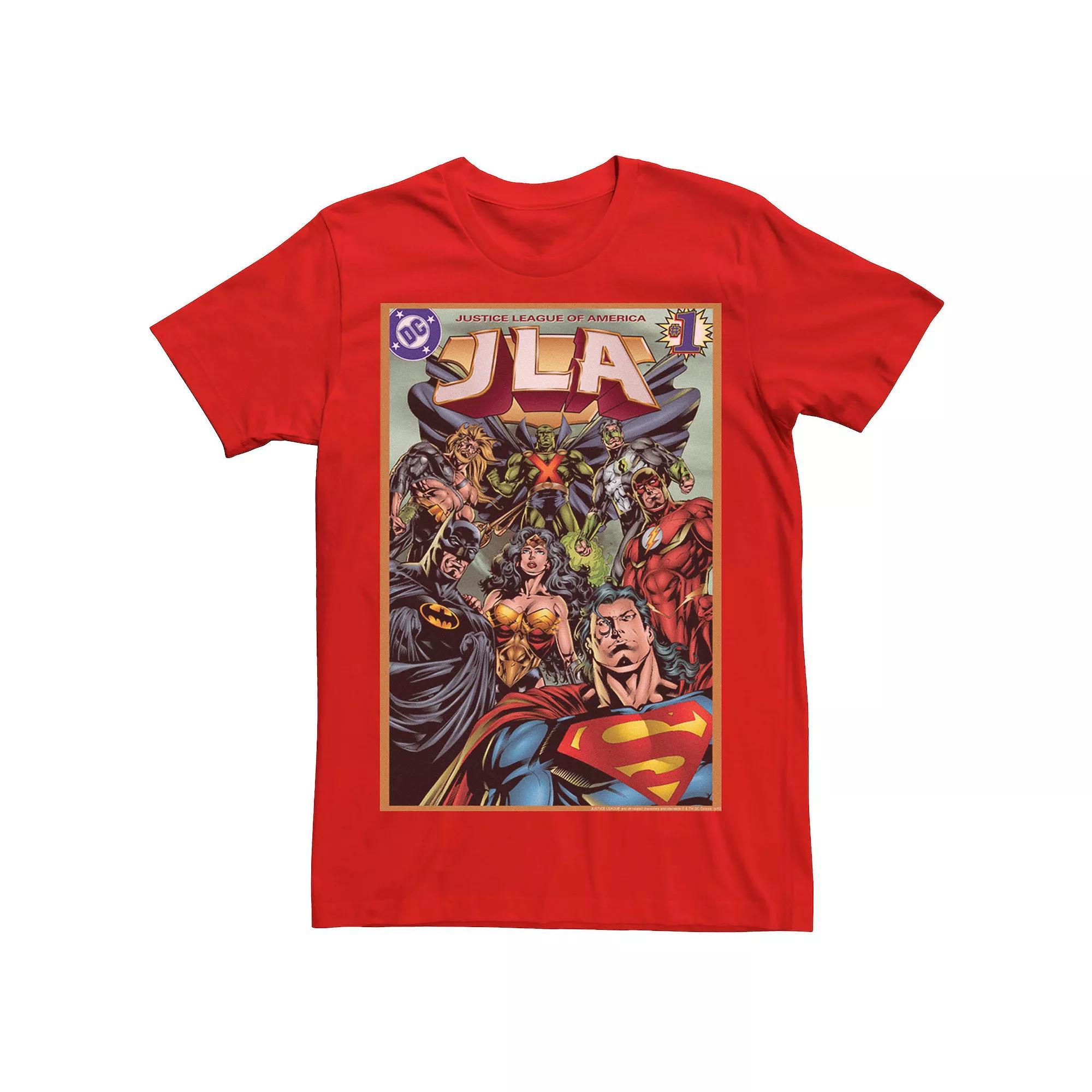 Men's DC Comics Justice League Group Shot Comic Cover Tee, Size: 3XL, Red Product Image