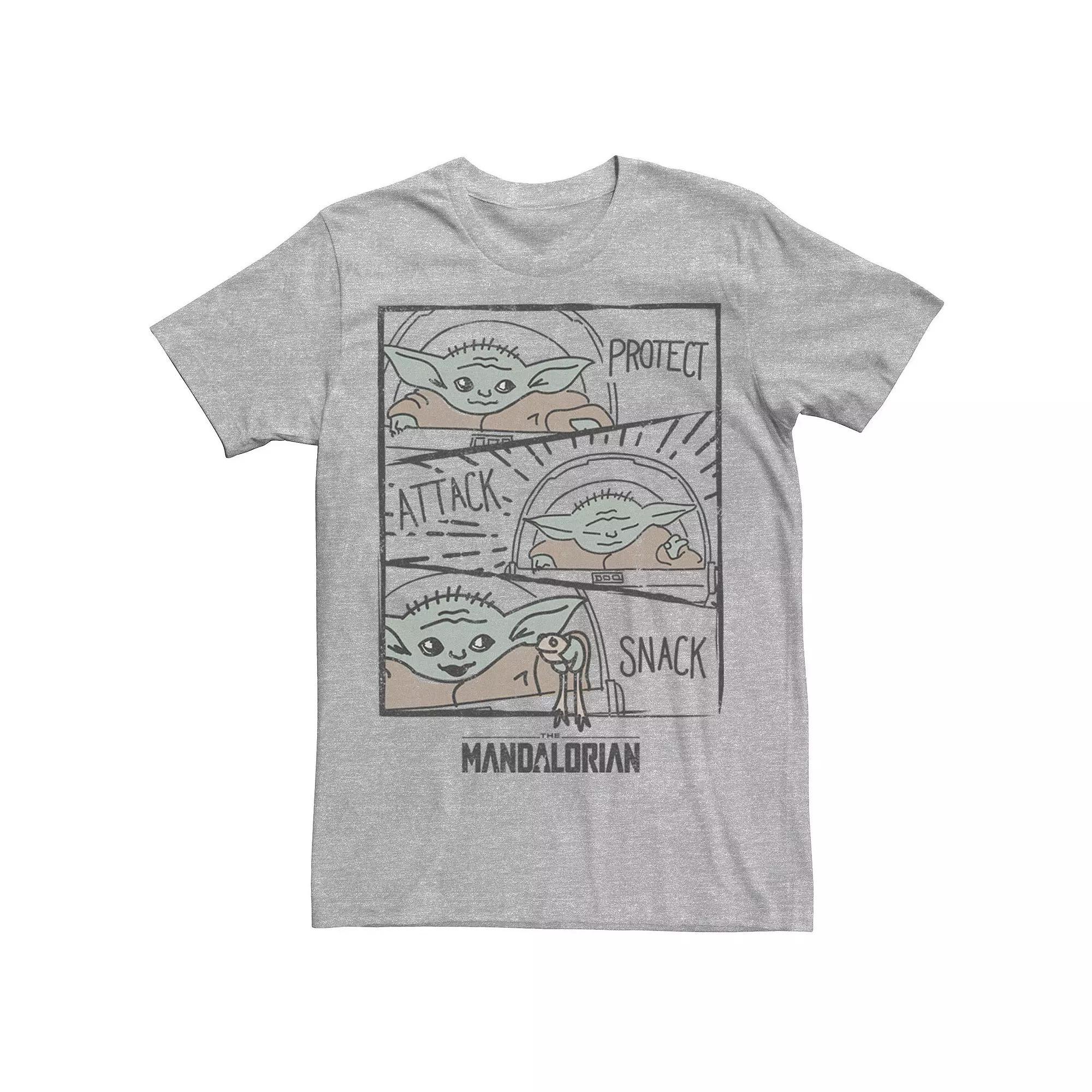 Men's Star Wars The Mandalorian The Child Protect Attack Snack Tee, Size: Medium, Natural Product Image